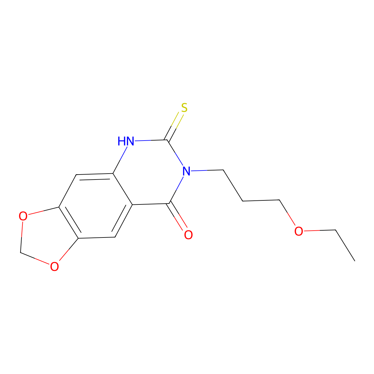 7-(3-ethoxypropyl)-6-thioxo-6,7-dihydro[1,3]dioxolo[4,5-g]quinazolin-8(5H)-one molecular structure, CAS 689228-24-8