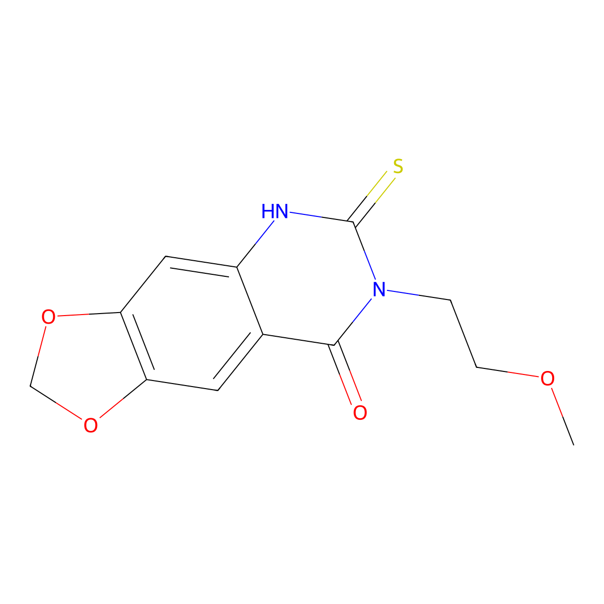 7-(2-methoxyethyl)-6-sulfanylidene-5H-[1,3]dioxolo[4,5-g]quinazolin-8-one molecular structure, CAS 689228-33-9