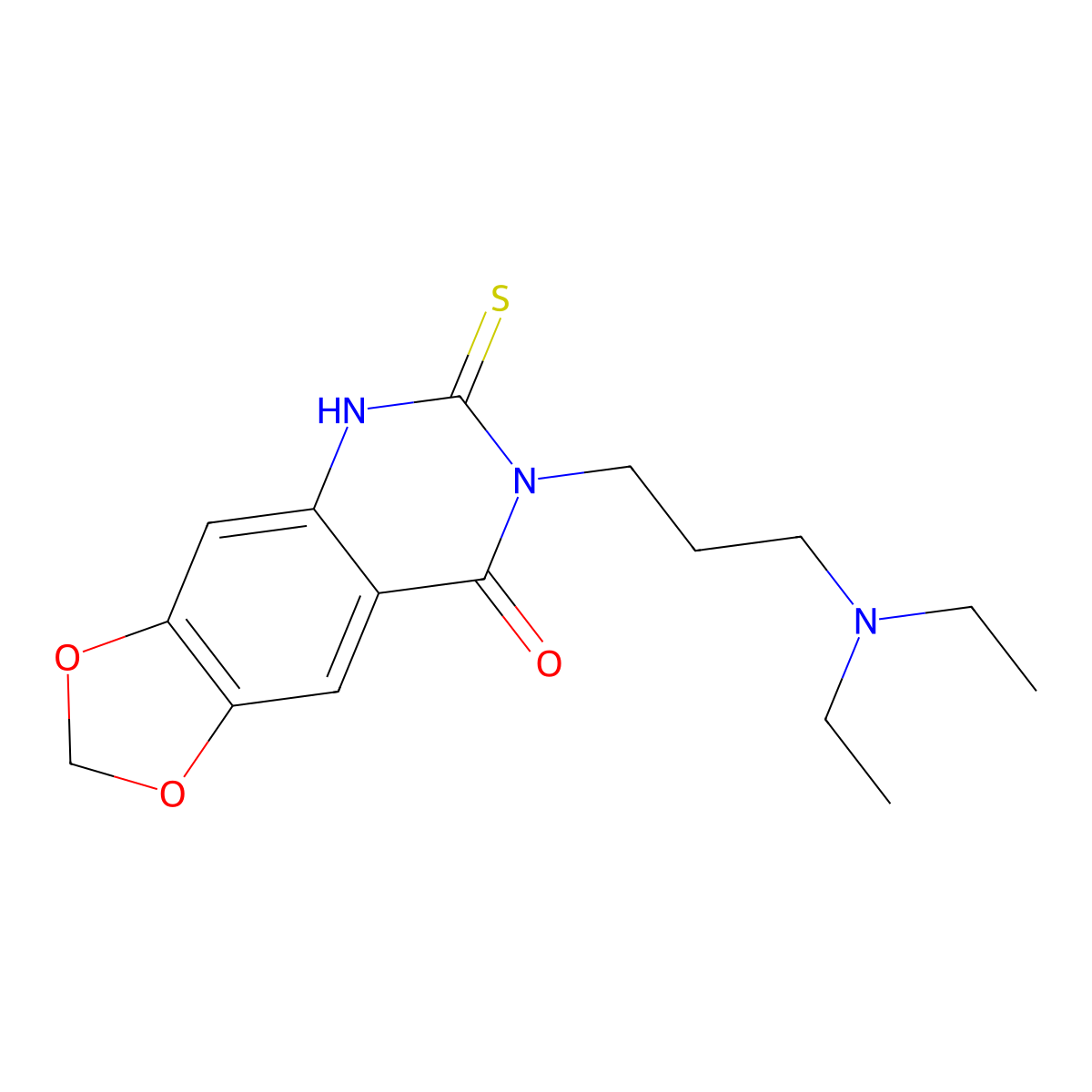 7-[3-(diethylamino)propyl]-6-sulfanylidene-5H-[1,3]dioxolo[4,5-g]quinazolin-8-one molecular structure, CAS 689228-37-3