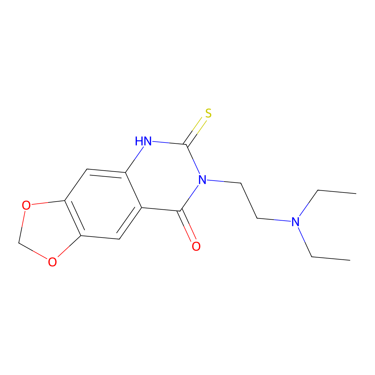 7-[2-(diethylamino)ethyl]-6-thioxo-6,7-dihydro[1,3]dioxolo[4,5-g]quinazolin-8(5H)-one molecular structure, CAS 689228-85-1