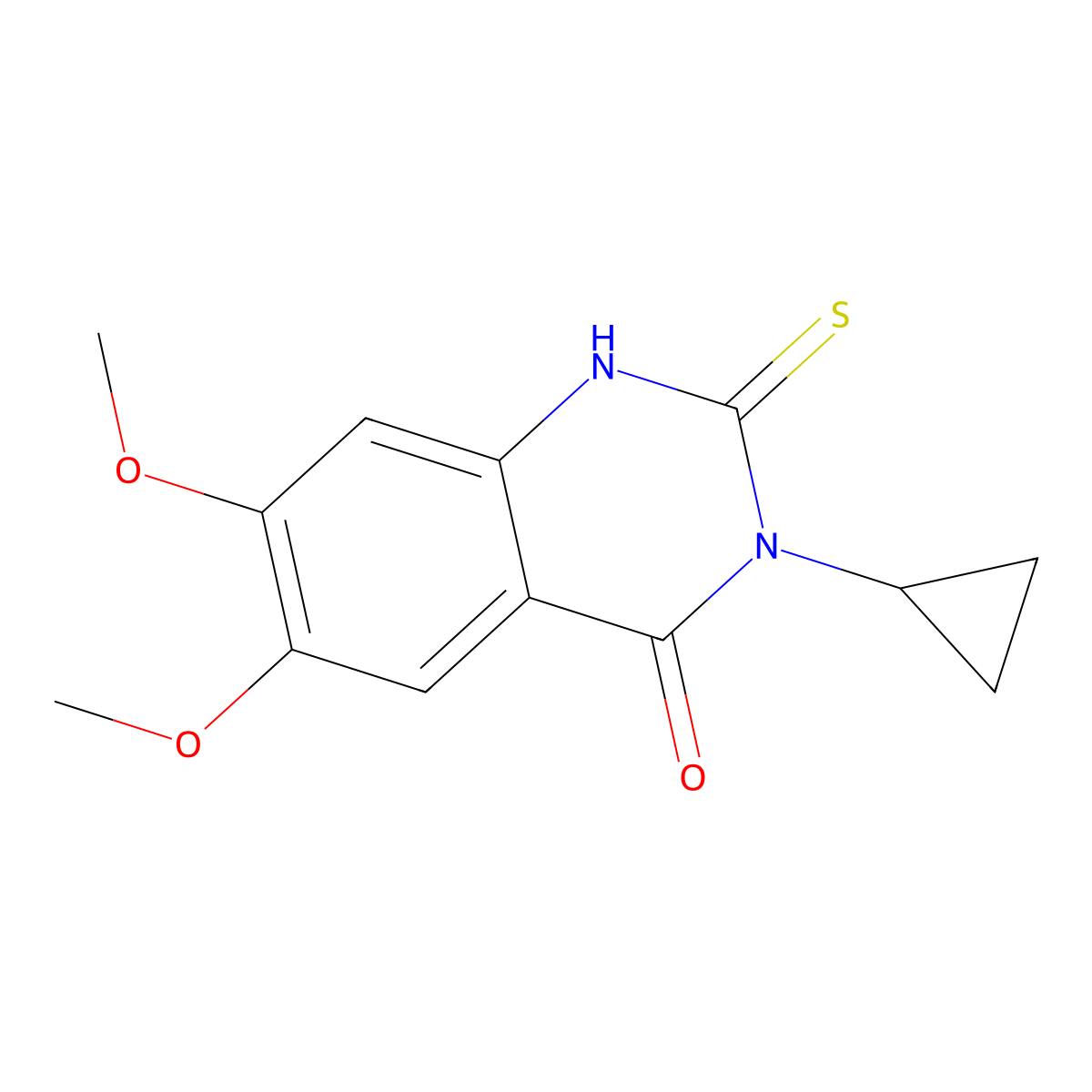 3-cyclopropyl-6,7-dimethoxy-2-thioxo-2,3-dihydroquinazolin-4(1H)-one molecular structure, CAS 689228-90-8