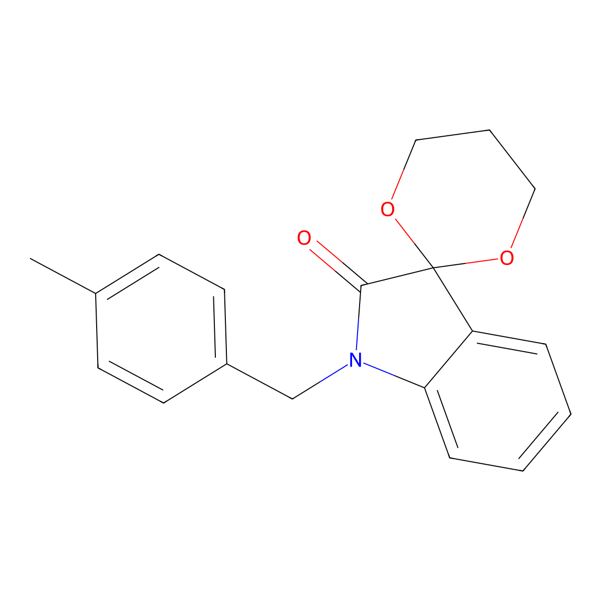 1'-(4-methylbenzyl)spiro[1,3-dioxane-2,3'-indol]-2'(1'H)-one molecular structure, CAS 689230-35-1