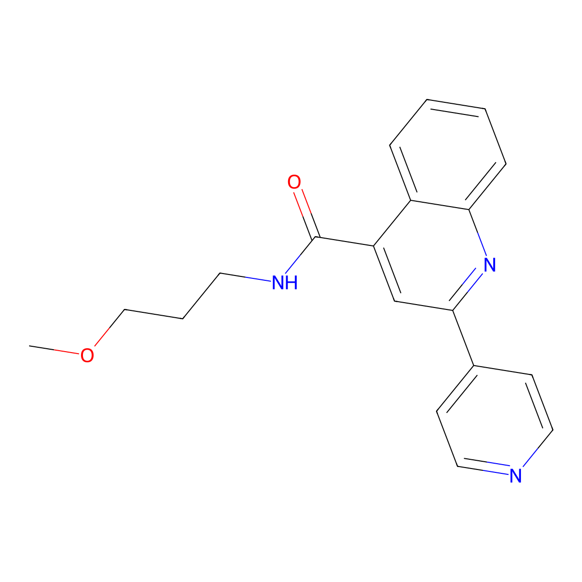 N-(3-methoxypropyl)-2-(pyridin-4-yl)quinoline-4-carboxamide molecular structure, CAS 689242-04-4
