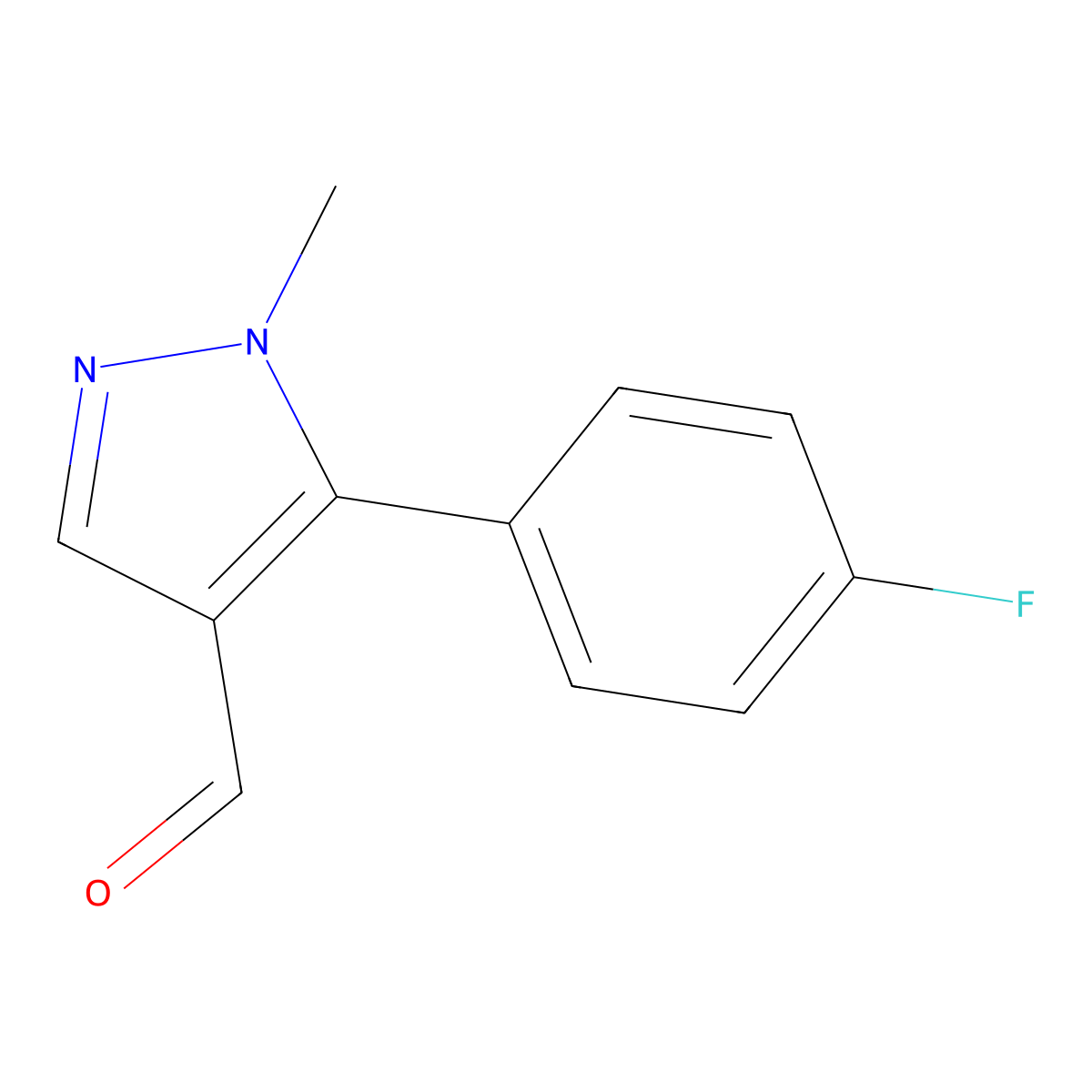 5-(4-fluorophenyl)-1-methyl-1H-pyrazole-4-carbaldehyde molecular structure, CAS 689250-52-0