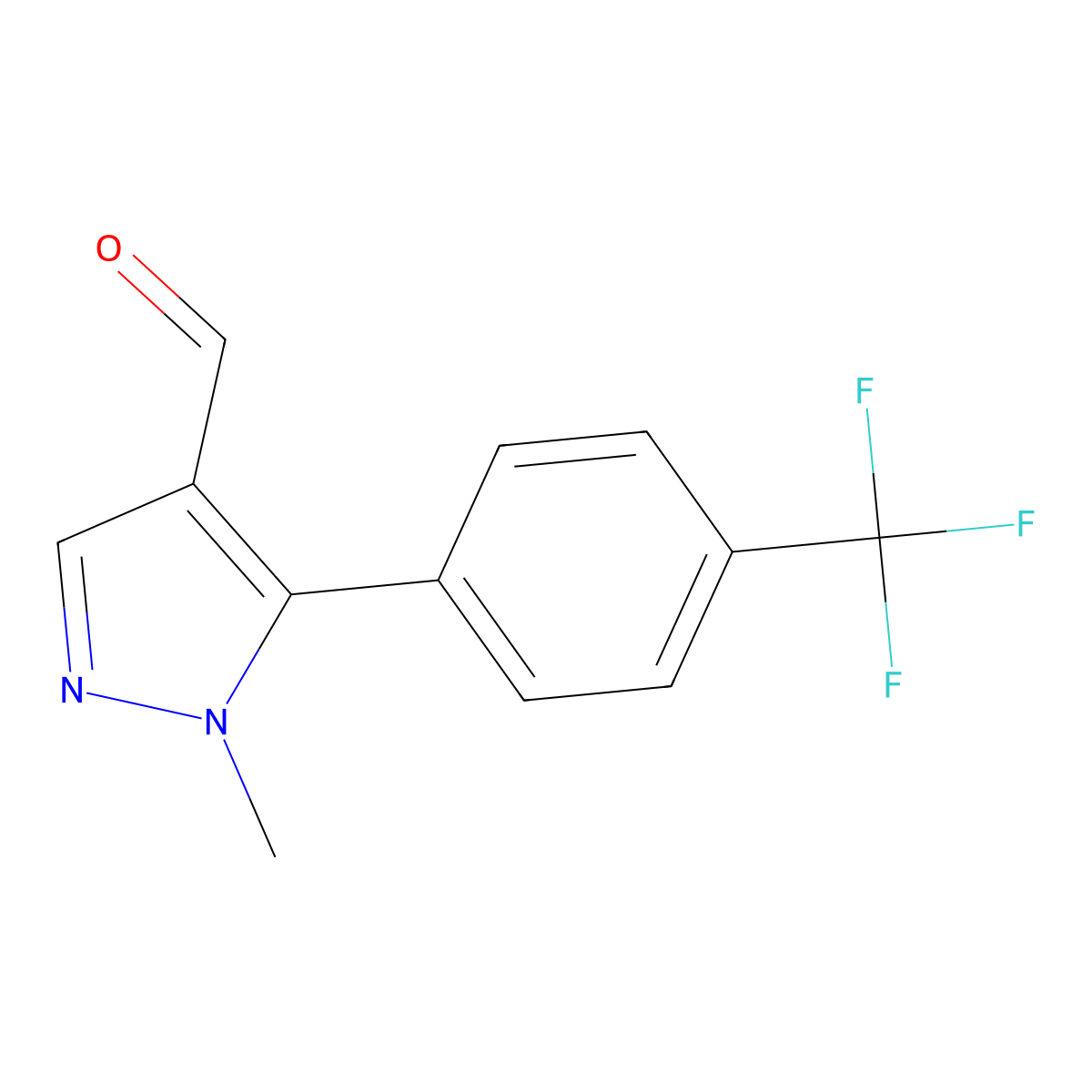 1-Methyl-5-(4-(trifluoromethyl)phenyl)-1h-pyrazole-4-carbaldehyde molecular structure, CAS 689250-58-6