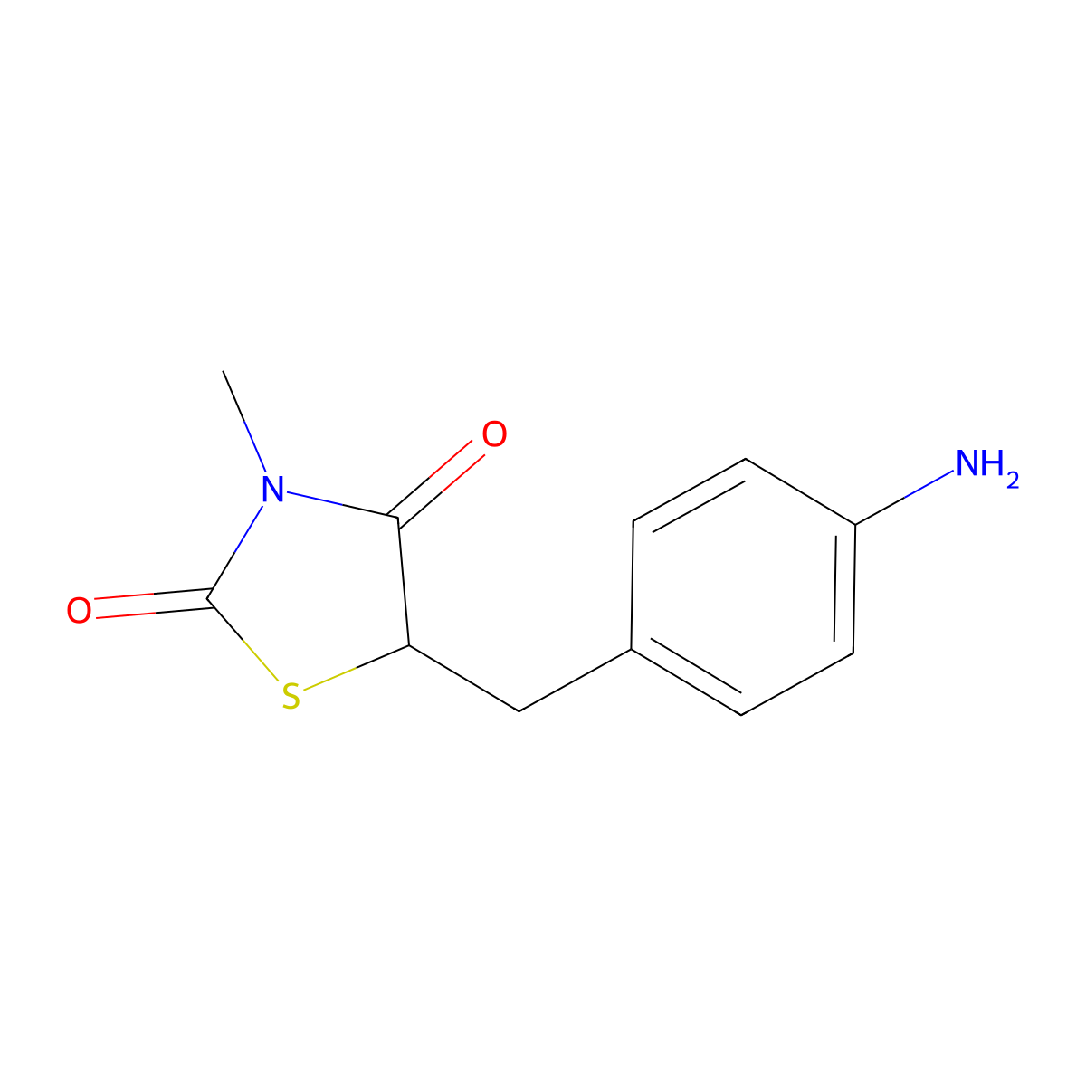 5-(4-Aminobenzyl)-3-methyl-1,3-thiazolane-2,4-dione molecular structure, CAS 689251-29-4