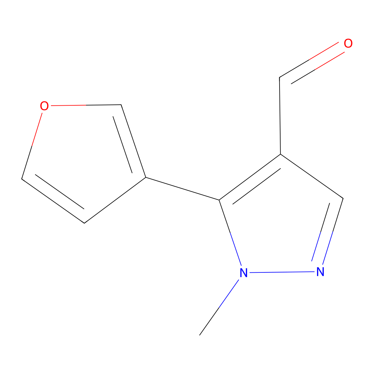 5-(3-Furanyl)-1-methyl-1H-pyrazole-4-carboxaldehyde molecular structure, CAS 689251-81-8