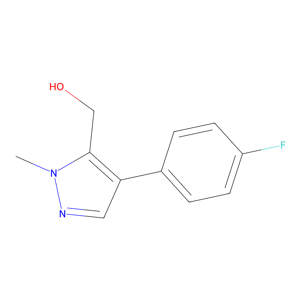 (4-(4-Fluorophenyl)-1-methyl-1H-pyrazol-5-yl)methanol molecular structure, CAS 689252-26-4