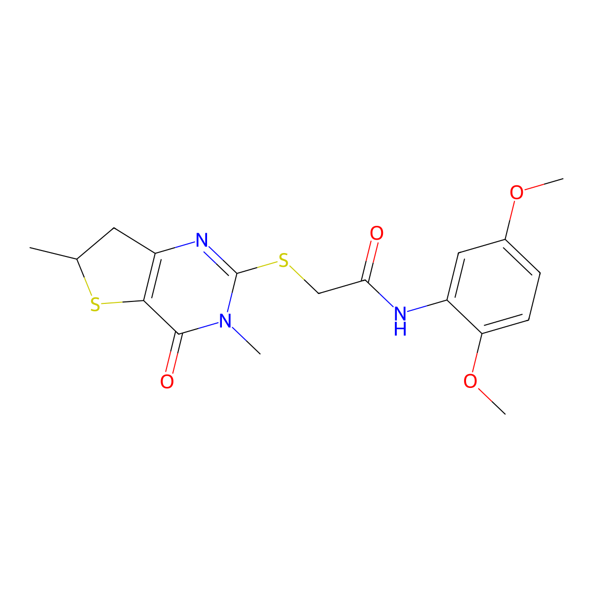 N-(2,5-dimethoxyphenyl)-2-((3,6-dimethyl-4-oxo-3,4,6,7-tetrahydrothieno[3,2-d]pyrimidin-2-yl)thio)acetamide molecular structure, CAS 689262-52-0