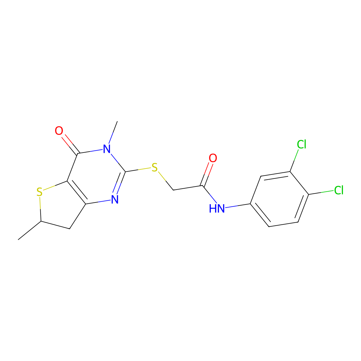 N-(3,4-dichlorophenyl)-2-((3,6-dimethyl-4-oxo-3,4,6,7-tetrahydrothieno[3,2-d]pyrimidin-2-yl)thio)acetamide molecular structure, CAS 689262-56-4