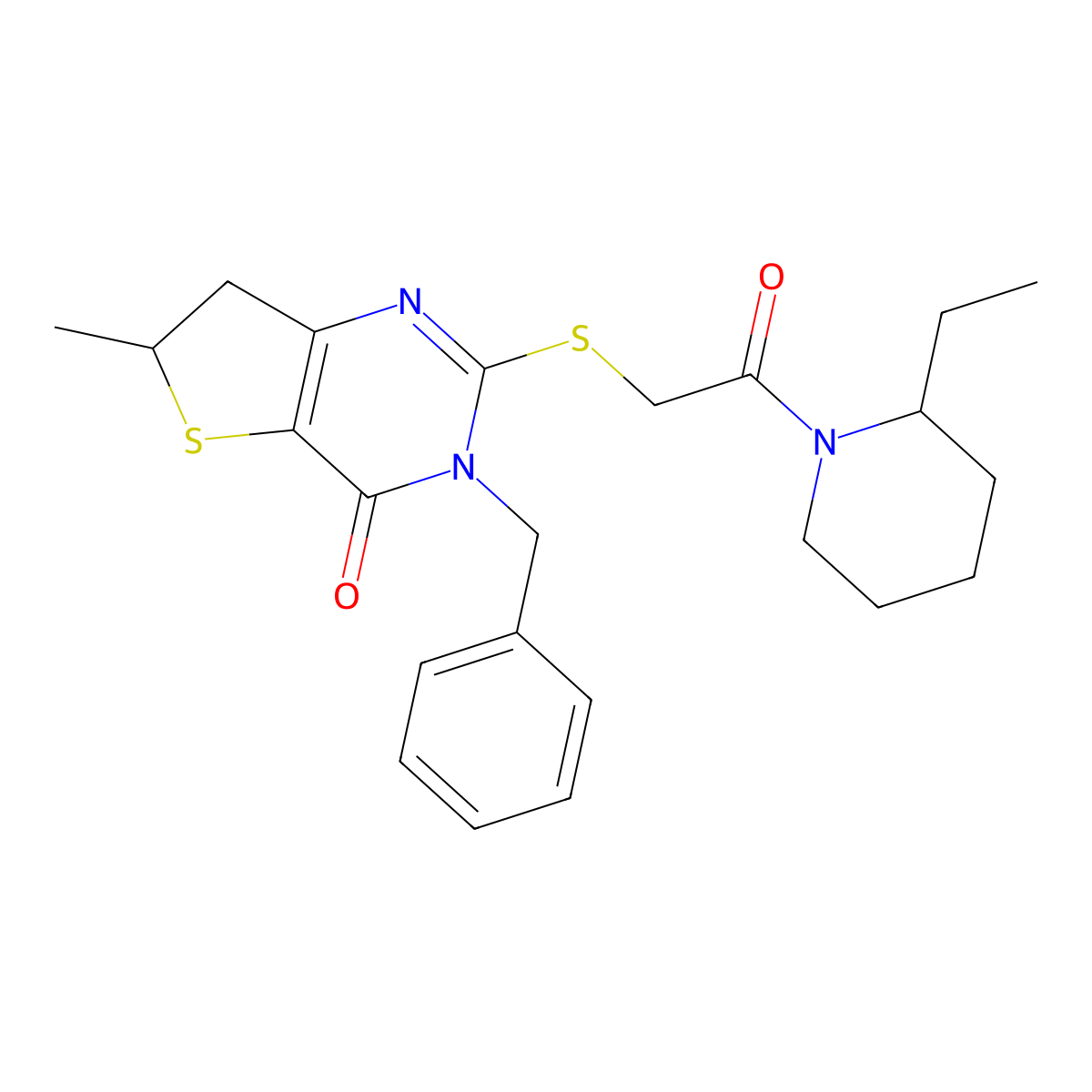 3-Benzyl-2-[2-(2-ethylpiperidin-1-yl)-2-oxoethyl]sulfanyl-6-methyl-6,7-dihydrothieno[3,2-d]pyrimidin-4-one molecular structure, CAS 689262-62-2