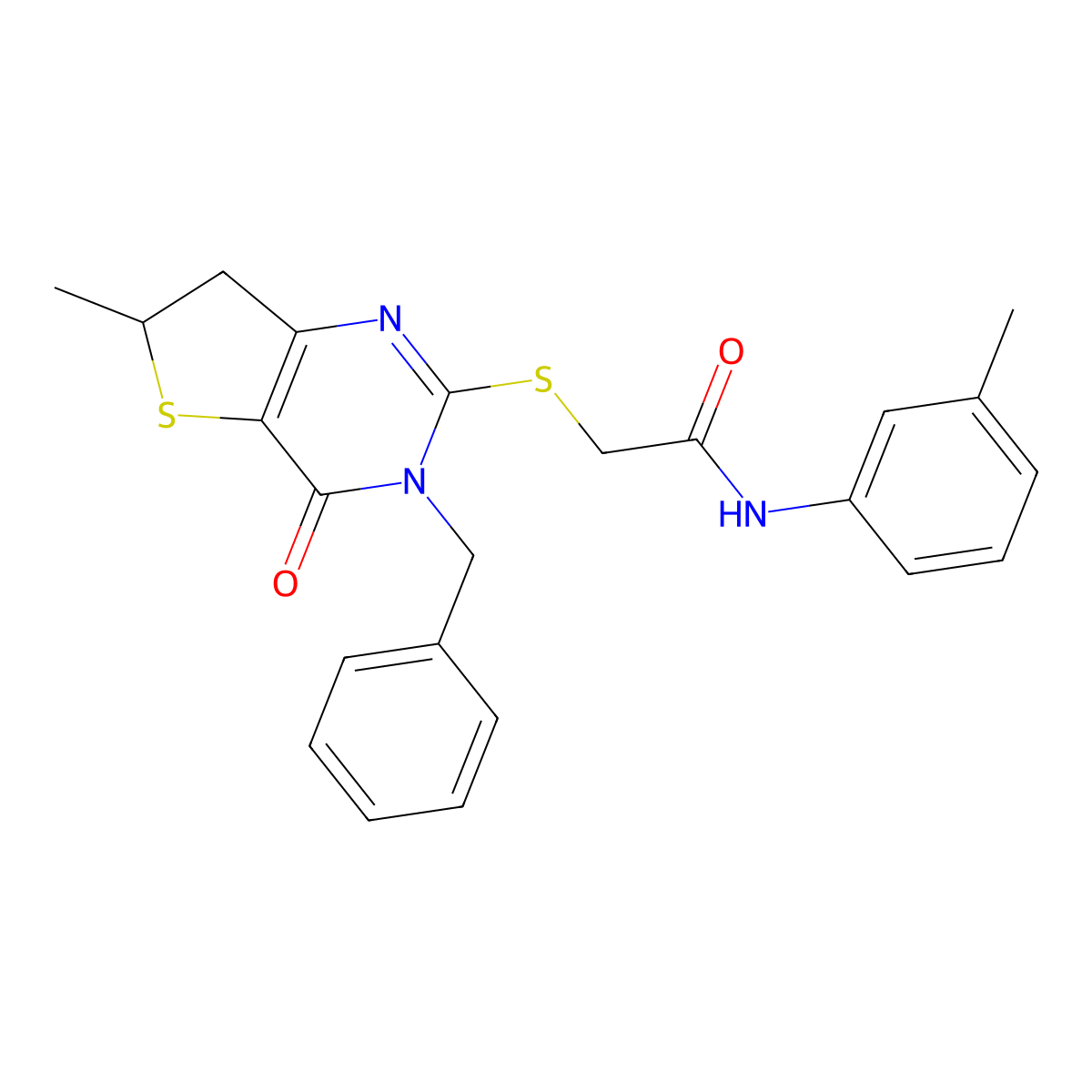 2-[(3-benzyl-6-methyl-4-oxo-6,7-dihydrothieno[3,2-d]pyrimidin-2-yl)sulfanyl]-N-(3-methylphenyl)acetamide molecular structure, CAS 689262-78-0