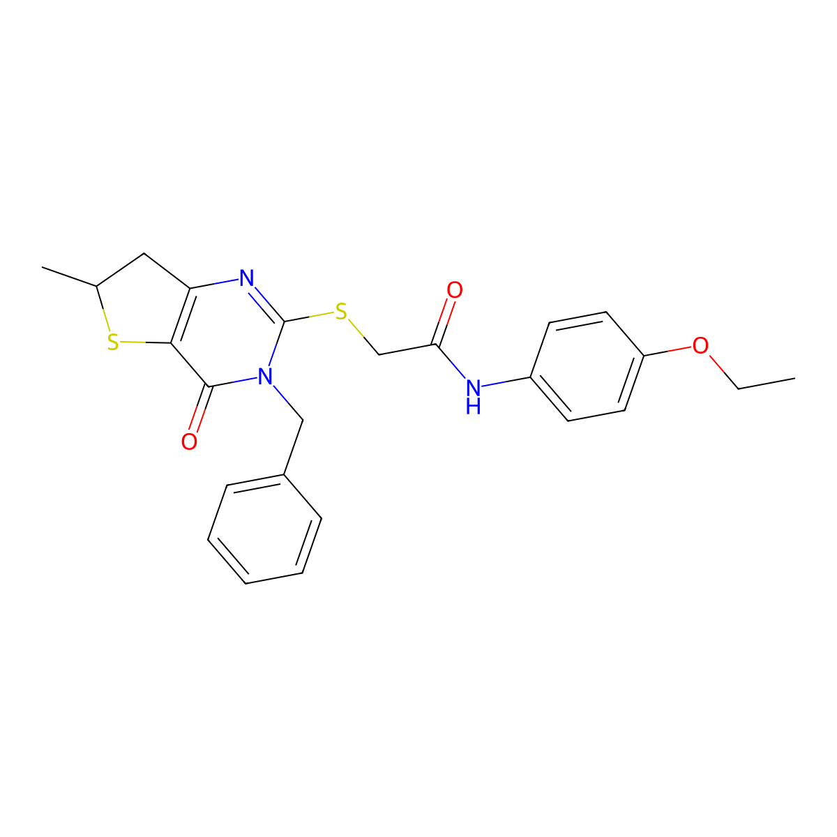 2-((3-benzyl-6-methyl-4-oxo-3,4,6,7-tetrahydrothieno[3,2-d]pyrimidin-2-yl)thio)-N-(4-ethoxyphenyl)acetamide molecular structure, CAS 689262-79-1