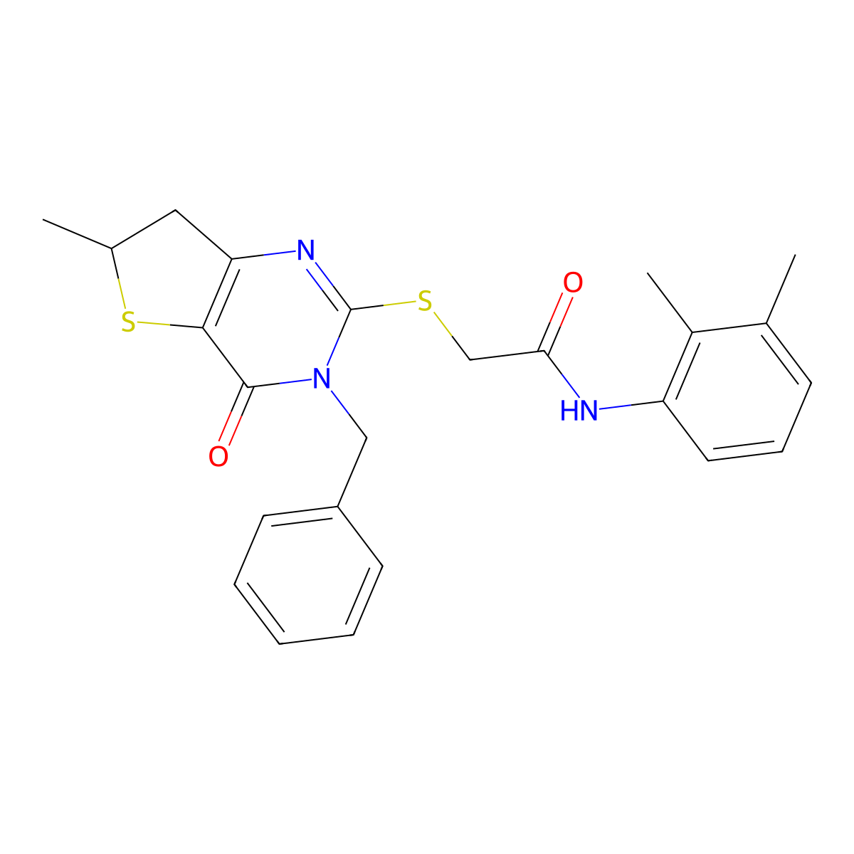 2-[(3-benzyl-6-methyl-4-oxo-6,7-dihydrothieno[3,2-d]pyrimidin-2-yl)sulfanyl]-N-(2,3-dimethylphenyl)acetamide molecular structure, CAS 689262-80-4