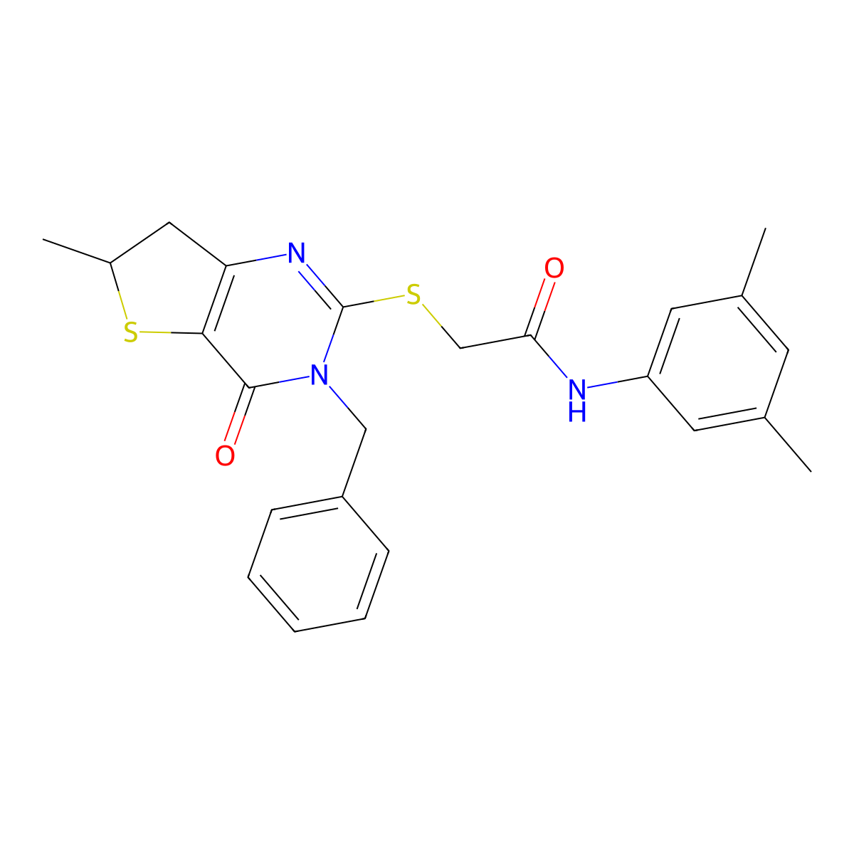 2-[(3-benzyl-6-methyl-4-oxo-6,7-dihydrothieno[3,2-d]pyrimidin-2-yl)sulfanyl]-N-(3,5-dimethylphenyl)acetamide molecular structure, CAS 689262-84-8
