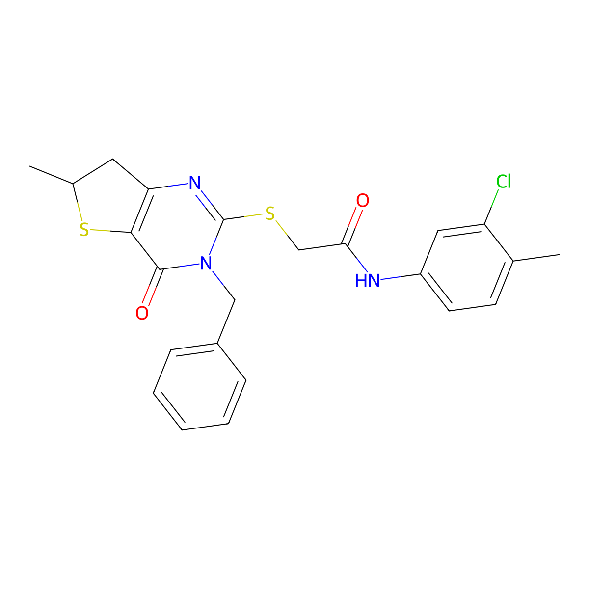 2-((3-benzyl-6-methyl-4-oxo-3,4,6,7-tetrahydrothieno[3,2-d]pyrimidin-2-yl)thio)-N-(3-chloro-4-methylphenyl)acetamide molecular structure, CAS 689263-06-7