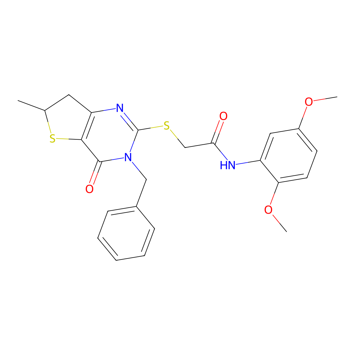 2-((3-benzyl-6-methyl-4-oxo-3,4,6,7-tetrahydrothieno[3,2-d]pyrimidin-2-yl)thio)-N-(2,5-dimethoxyphenyl)acetamide molecular structure, CAS 689263-11-4