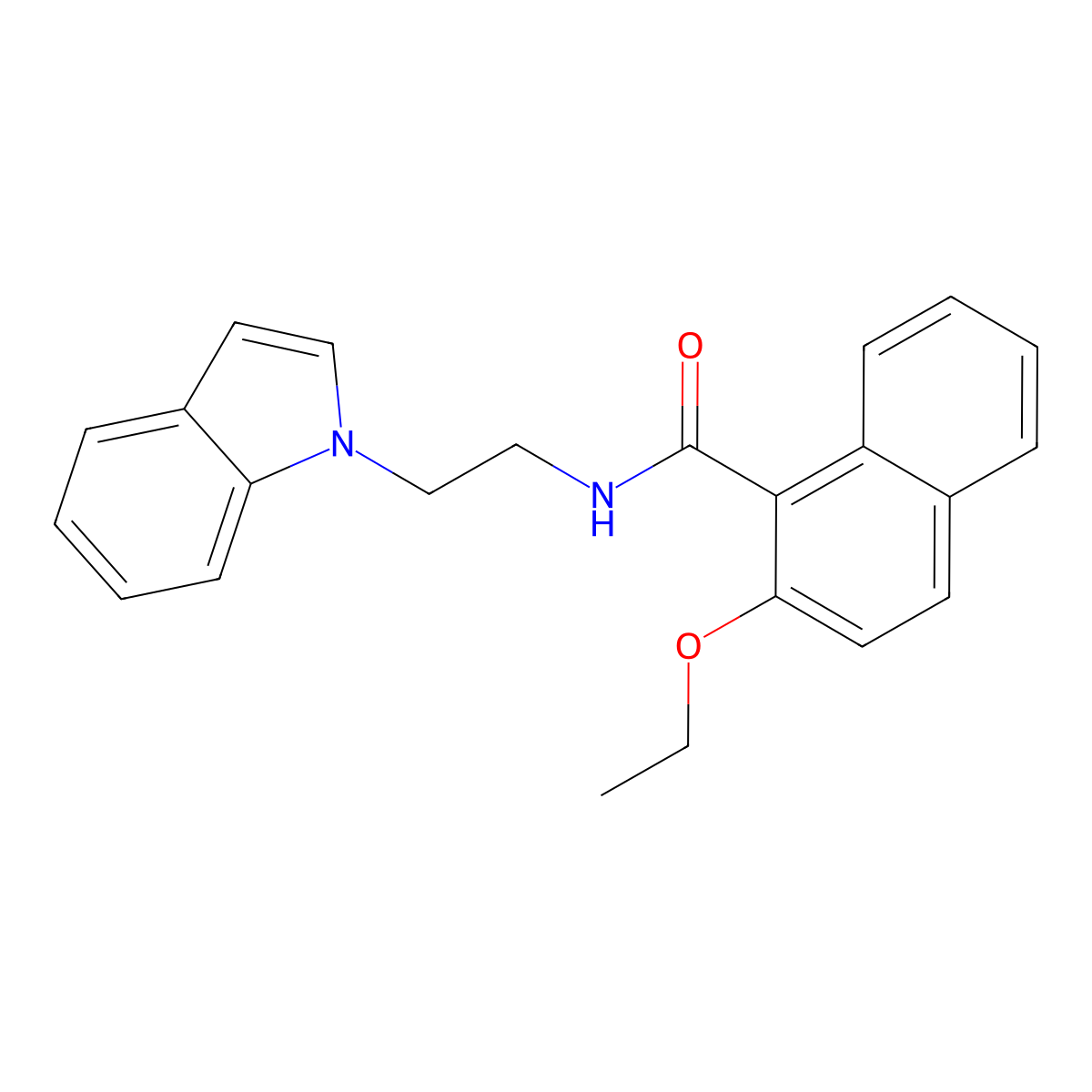 2-ethoxy-N-(2-indol-1-ylethyl)naphthalene-1-carboxamide molecular structure, CAS 689263-35-2