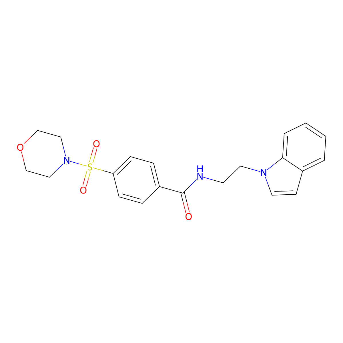 N-(2-(1H-indol-1-yl)ethyl)-4-(morpholinosulfonyl)benzamide molecular structure, CAS 689264-17-3