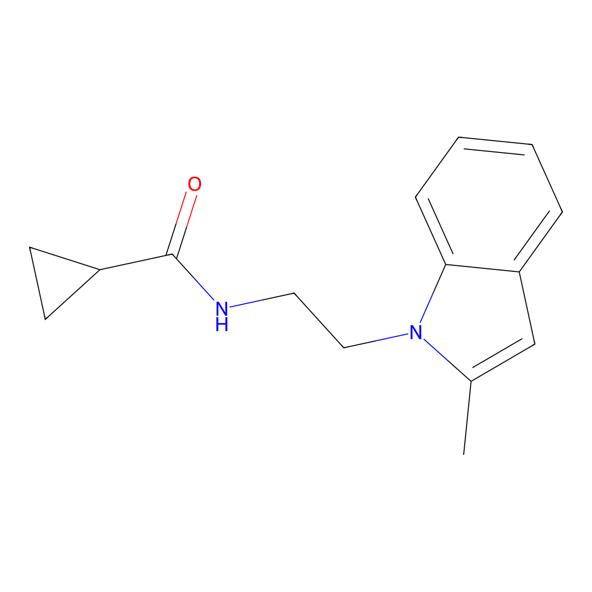 N-[2-(2-methyl-1H-indol-1-yl)ethyl]cyclopropanecarboxamide molecular structure, CAS 689264-48-0