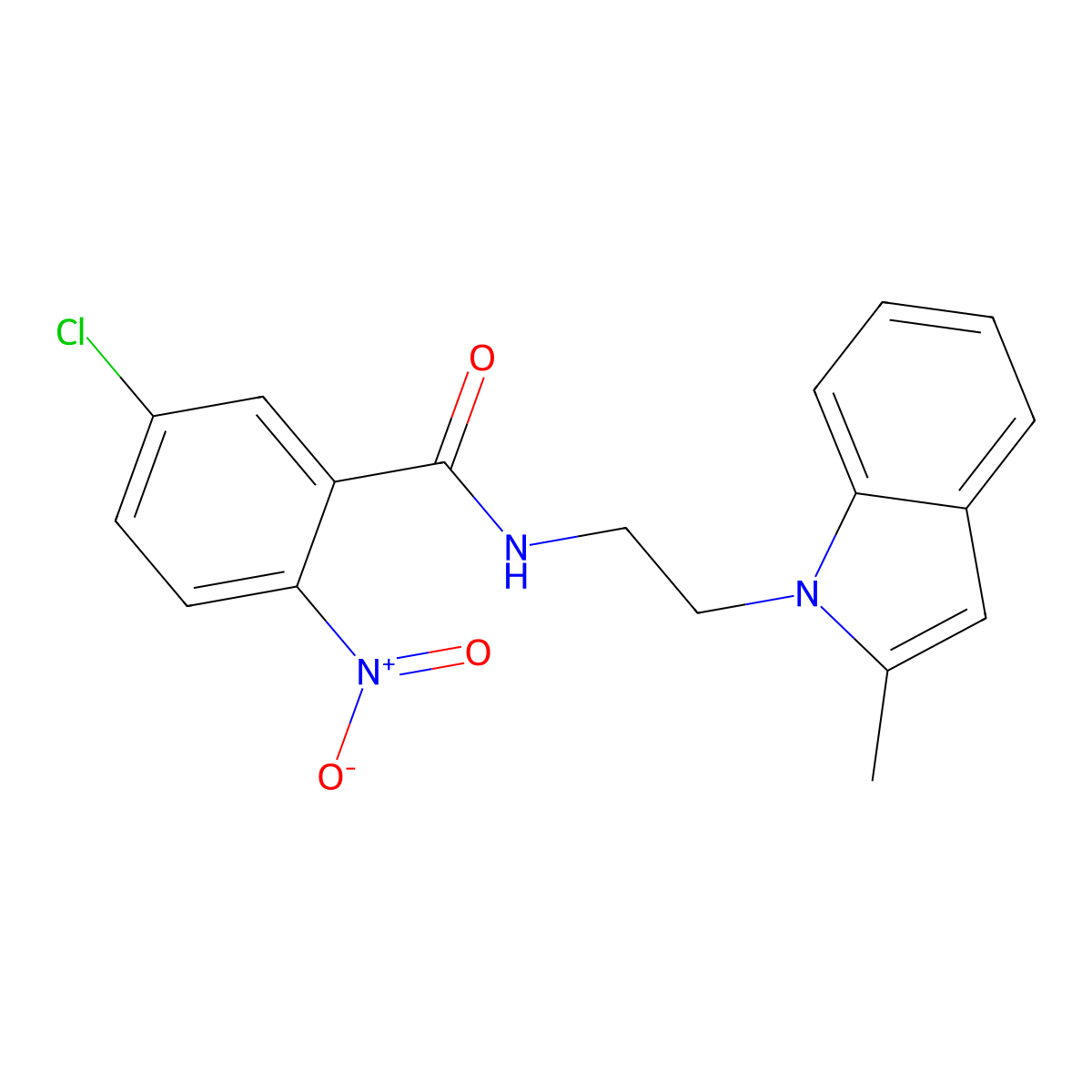 5-chloro-N-[2-(2-methyl-1H-indol-1-yl)ethyl]-2-nitrobenzamide molecular structure, CAS 689264-54-8