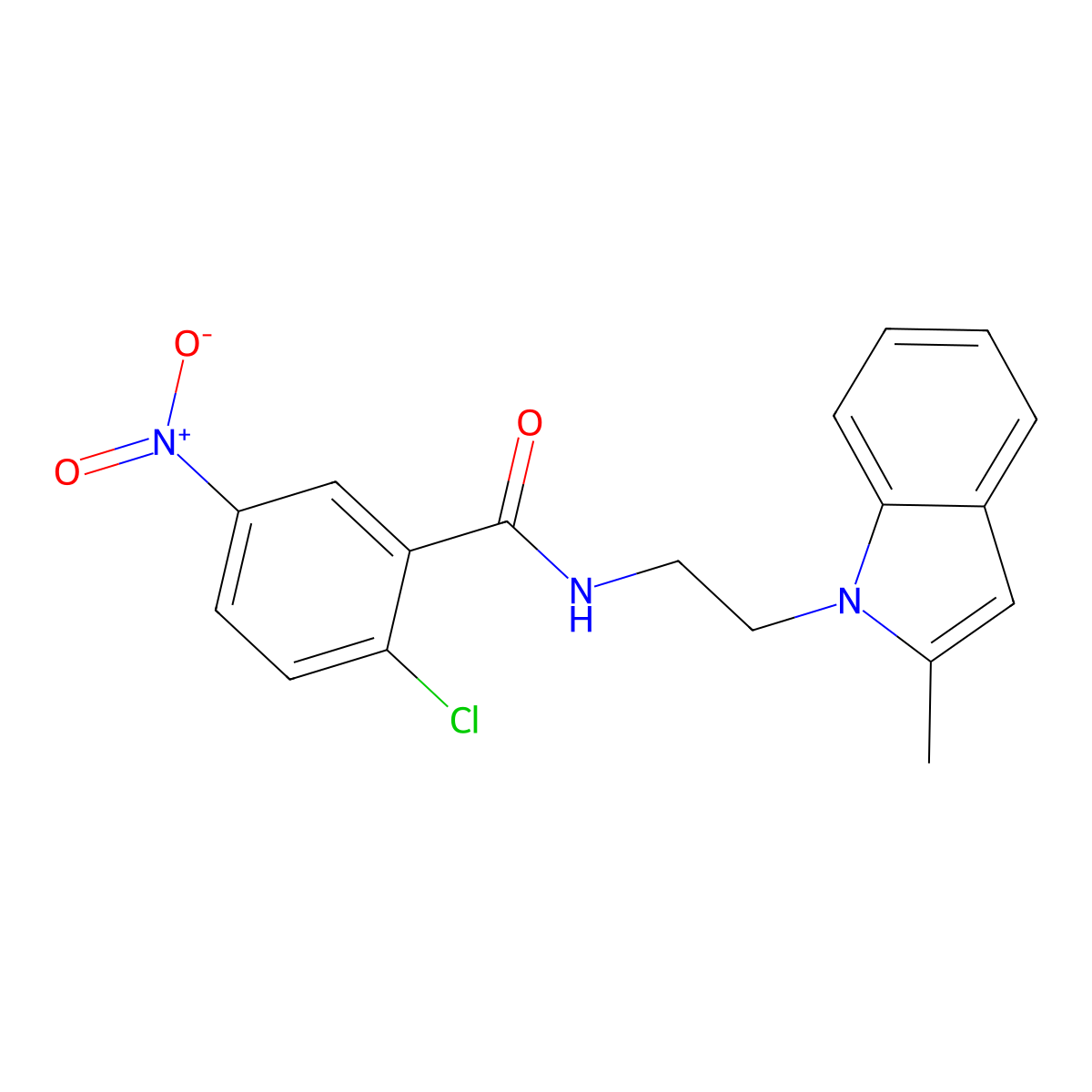 2-chloro-N-[2-(2-methyl-1H-indol-1-yl)ethyl]-5-nitrobenzamide molecular structure, CAS 689264-55-9