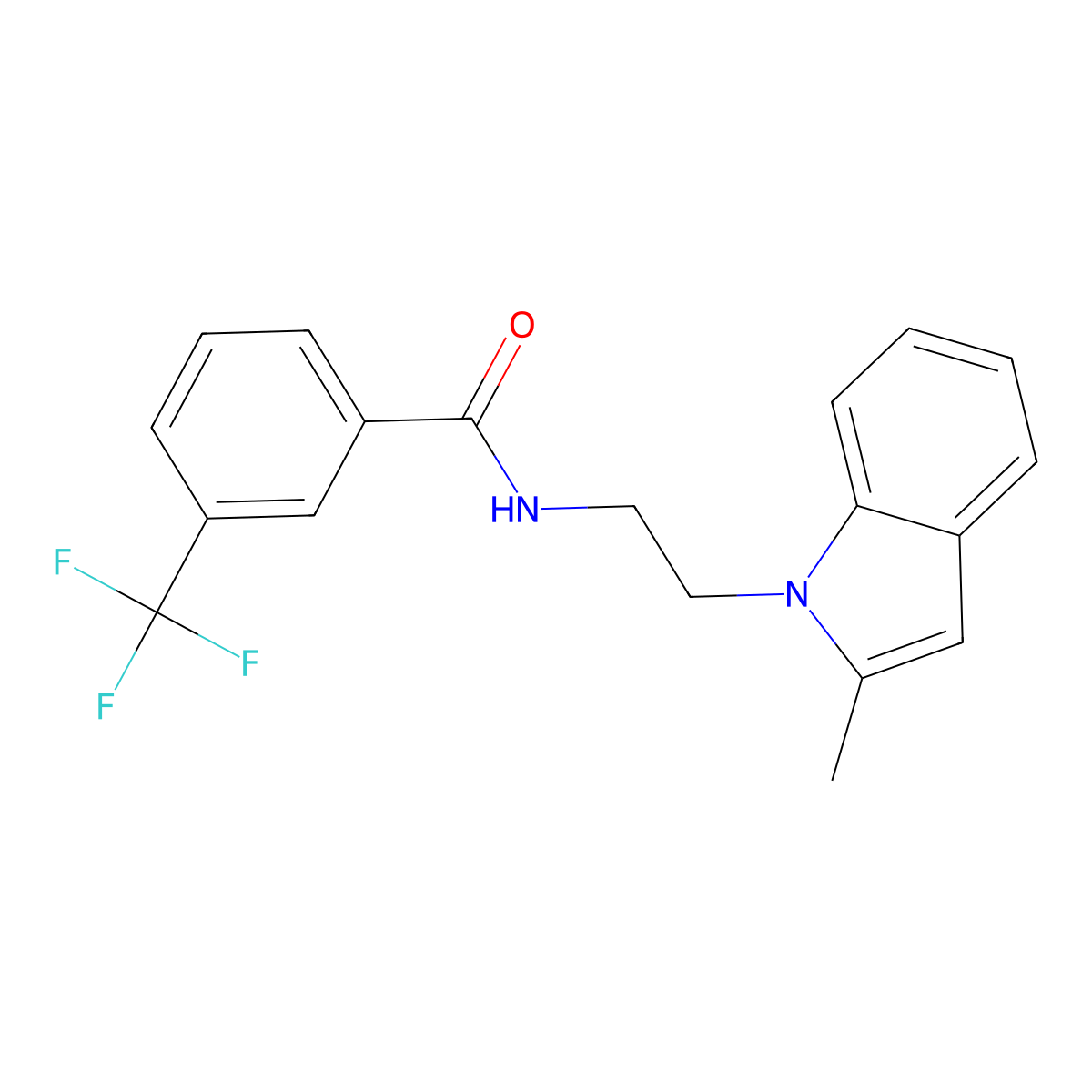 N-[2-(2-methyl-1H-indol-1-yl)ethyl]-3-(trifluoromethyl)benzamide molecular structure, CAS 689264-60-6
