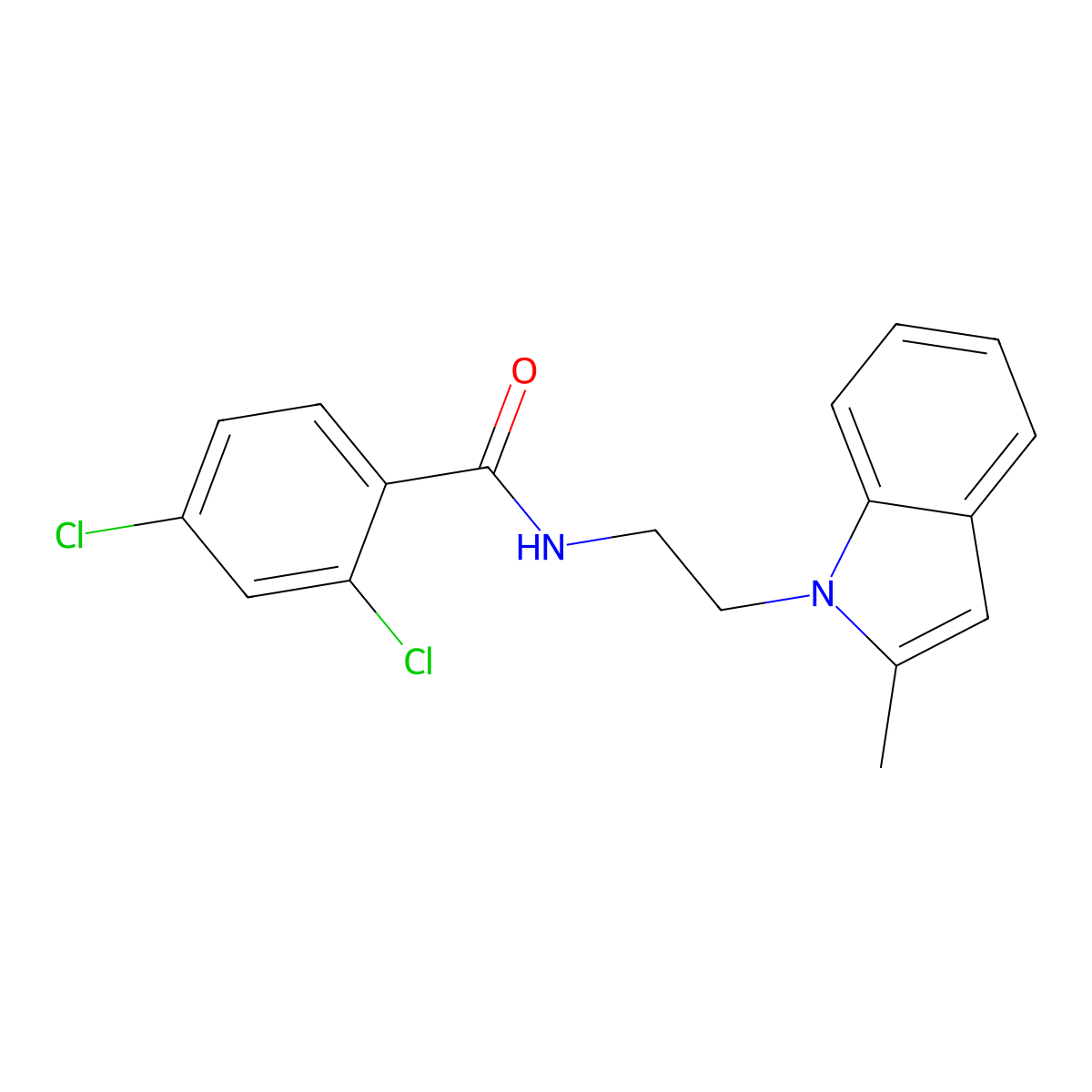 2,4-dichloro-N-[2-(2-methylindol-1-yl)ethyl]benzamide molecular structure, CAS 689264-65-1