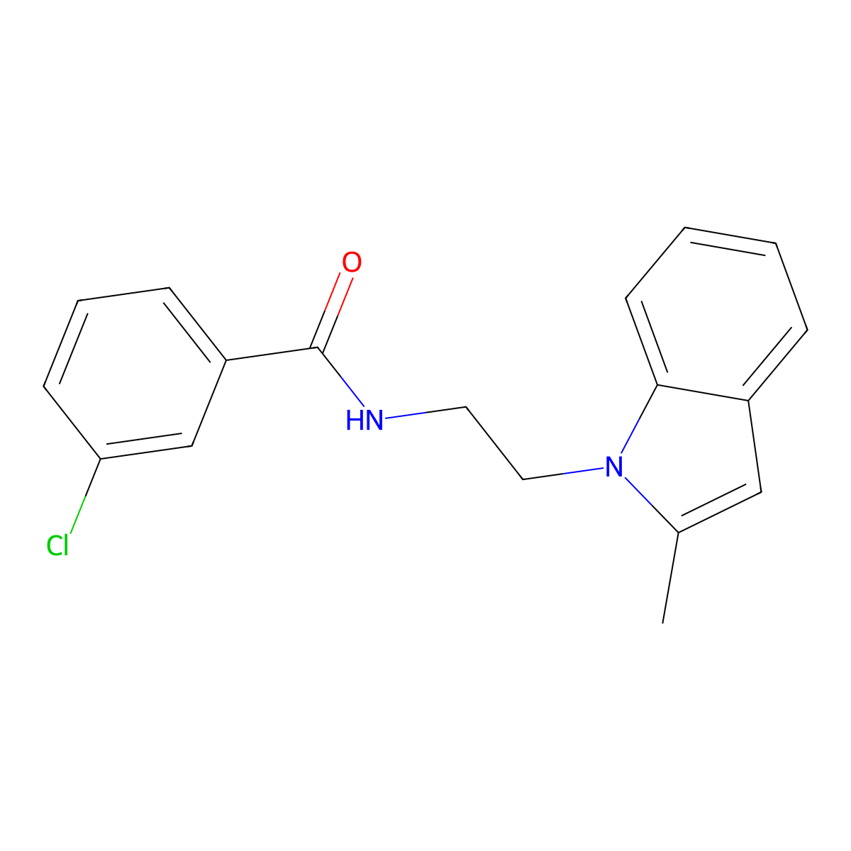 3-chloro-N-[2-(2-methylindol-1-yl)ethyl]benzamide molecular structure, CAS 689264-68-4