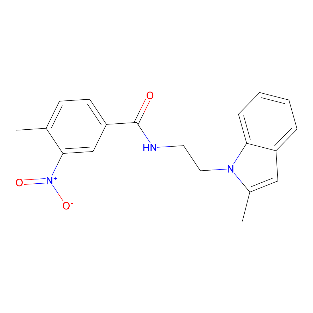 4-methyl-N-[2-(2-methyl-1H-indol-1-yl)ethyl]-3-nitrobenzamide molecular structure, CAS 689264-96-8