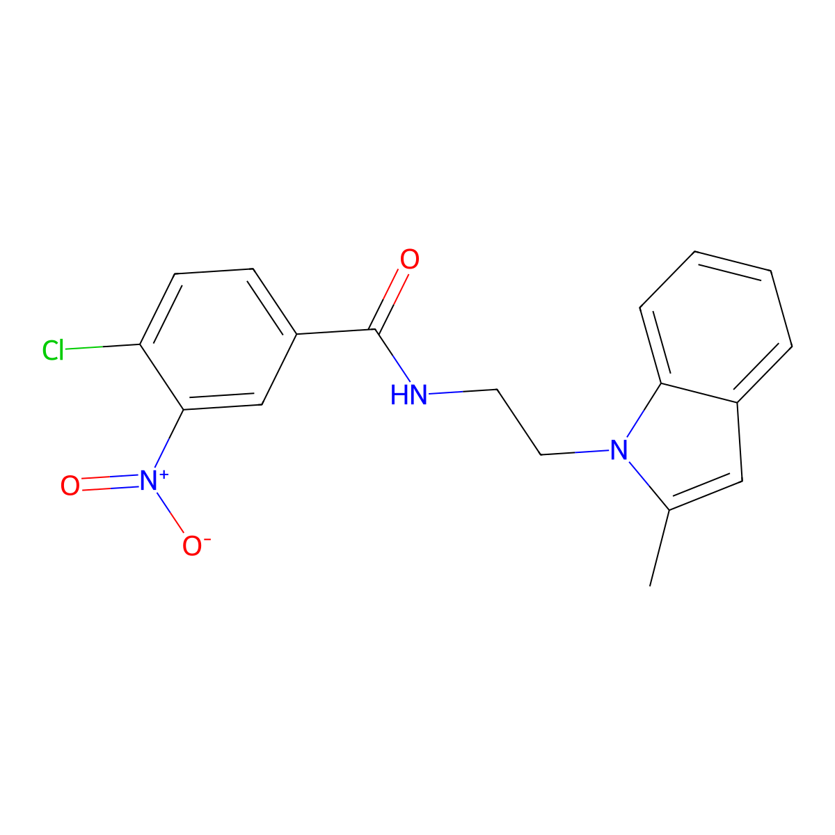 4-chloro-N-[2-(2-methyl-1H-indol-1-yl)ethyl]-3-nitrobenzamide molecular structure, CAS 689264-97-9