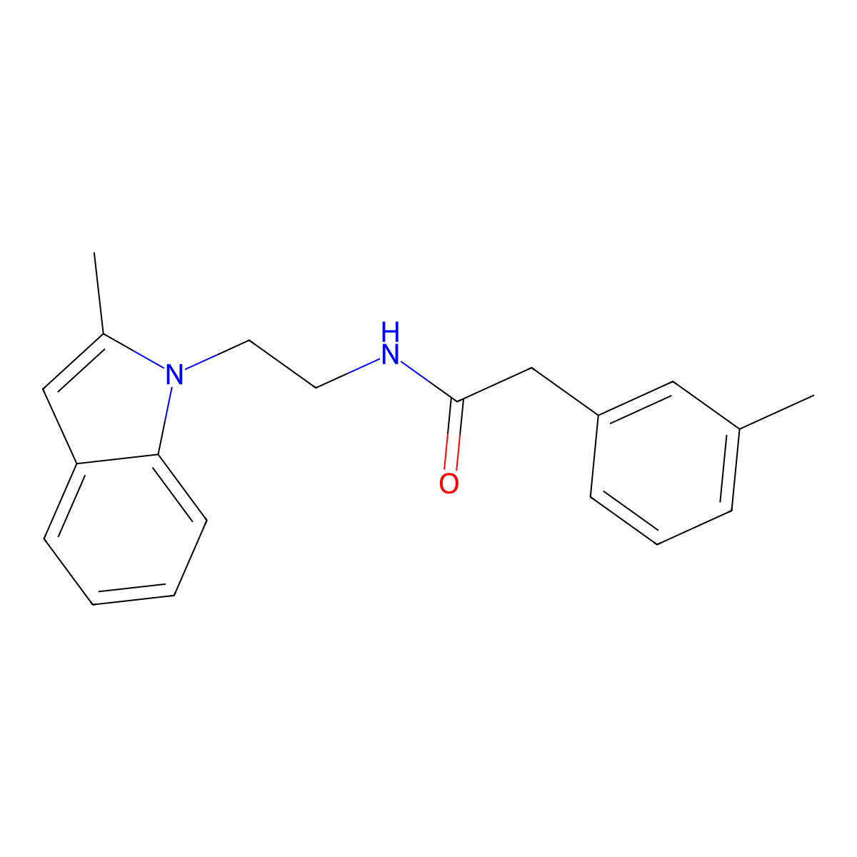 N-[2-(2-methyl-1H-indol-1-yl)ethyl]-2-(3-methylphenyl)acetamide molecular structure, CAS 689265-13-2