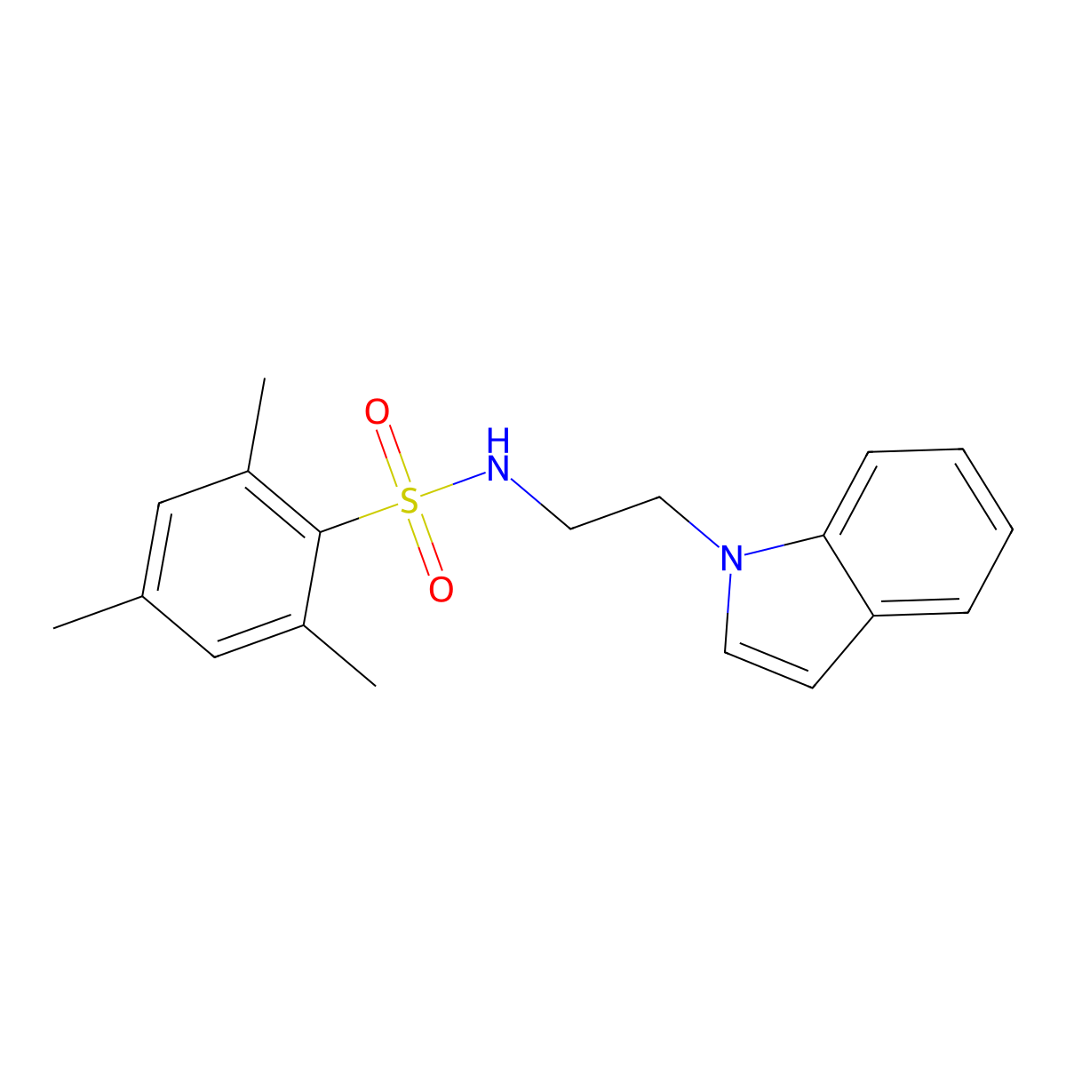 N-(2-indol-1-ylethyl)-2,4,6-trimethylbenzenesulfonamide molecular structure, CAS 689265-23-4
