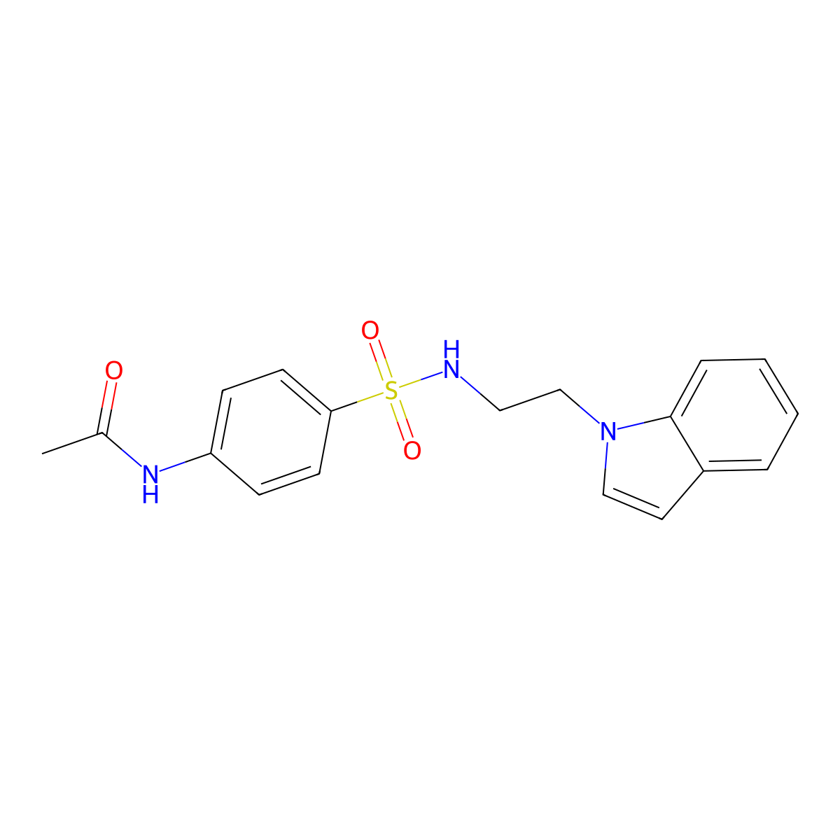 N-(4-(N-(2-(1H-indol-1-yl)ethyl)sulfamoyl)phenyl)acetamide molecular structure, CAS 689265-26-7
