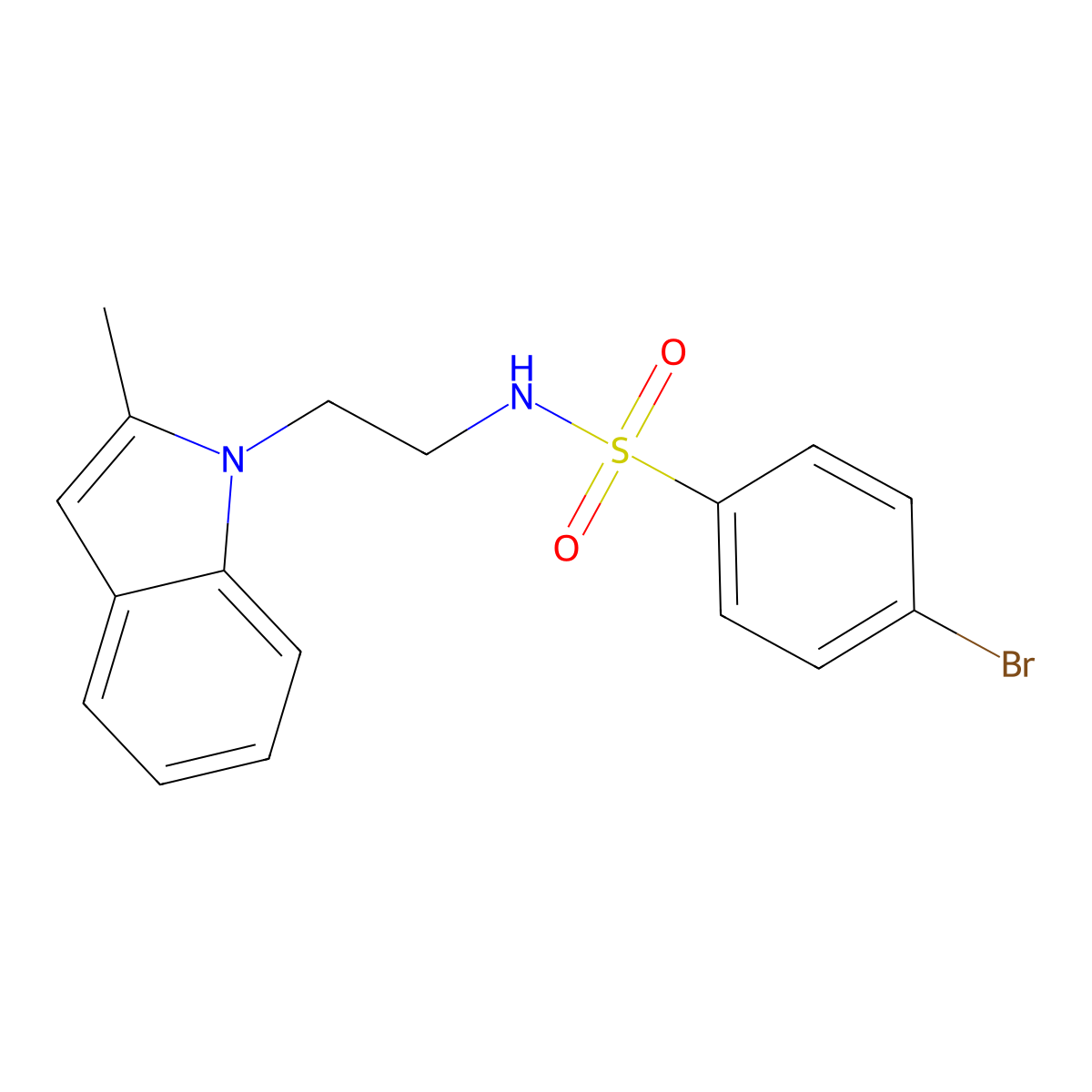 4-bromo-N-[2-(2-methylindol-1-yl)ethyl]benzenesulfonamide molecular structure, CAS 689265-30-3