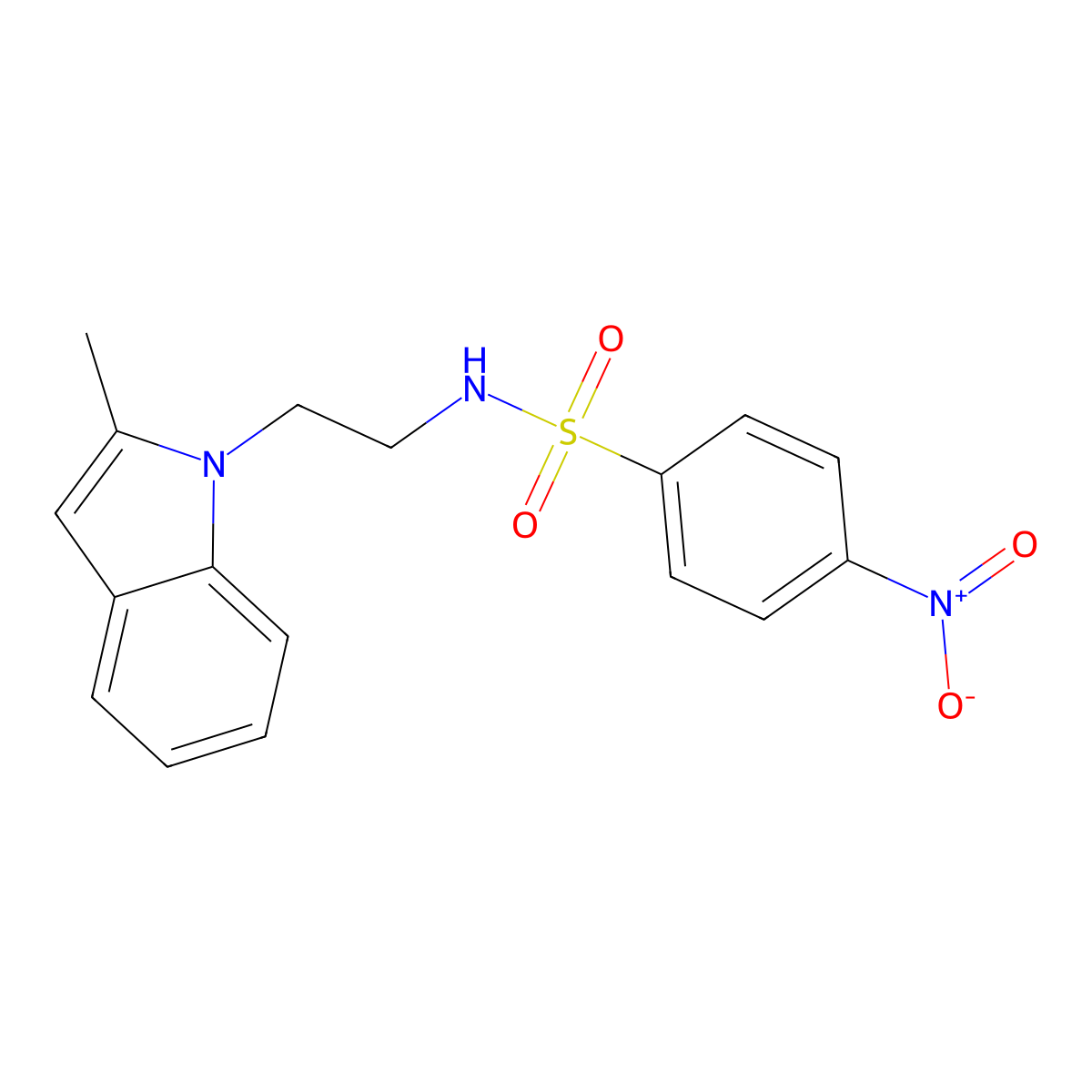 N-(2-(2-methyl-1H-indol-1-yl)ethyl)-4-nitrobenzenesulfonamide molecular structure, CAS 689265-33-6