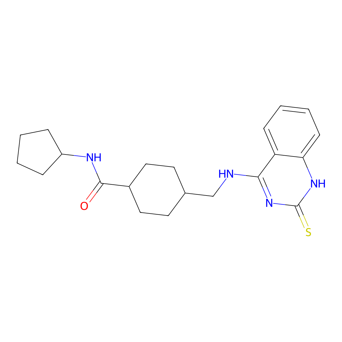 N-cyclopentyl-4-[[(2-sulfanylidene-1H-quinazolin-4-yl)amino]methyl]cyclohexane-1-carboxamide molecular structure, CAS 689266-02-2