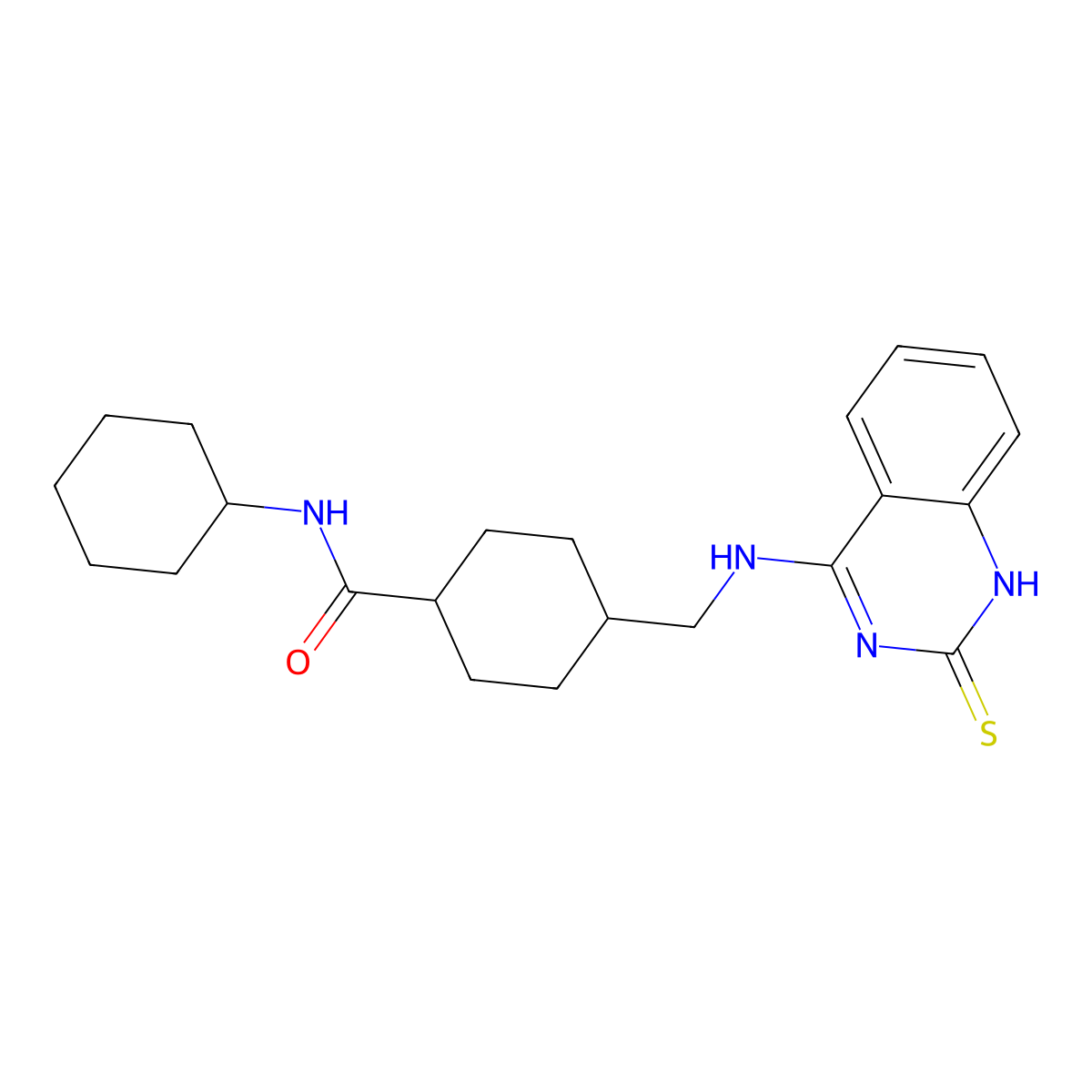 N-cyclohexyl-4-[[(2-sulfanylidene-1H-quinazolin-4-yl)amino]methyl]cyclohexane-1-carboxamide molecular structure, CAS 689266-03-3