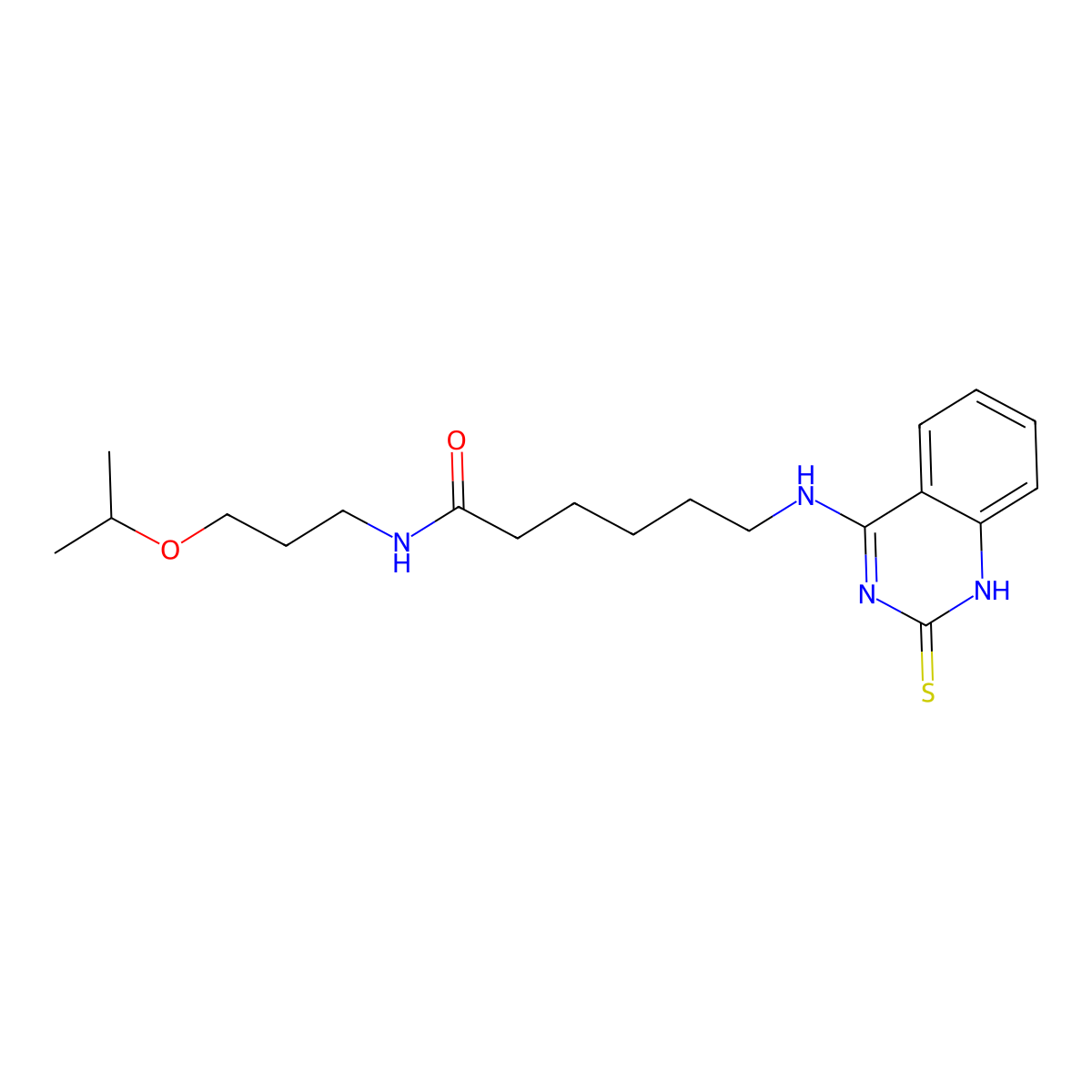 N-(3-isopropoxypropyl)-6-((2-thioxo-1,2-dihydroquinazolin-4-yl)amino)hexanamide molecular structure, CAS 689266-18-0