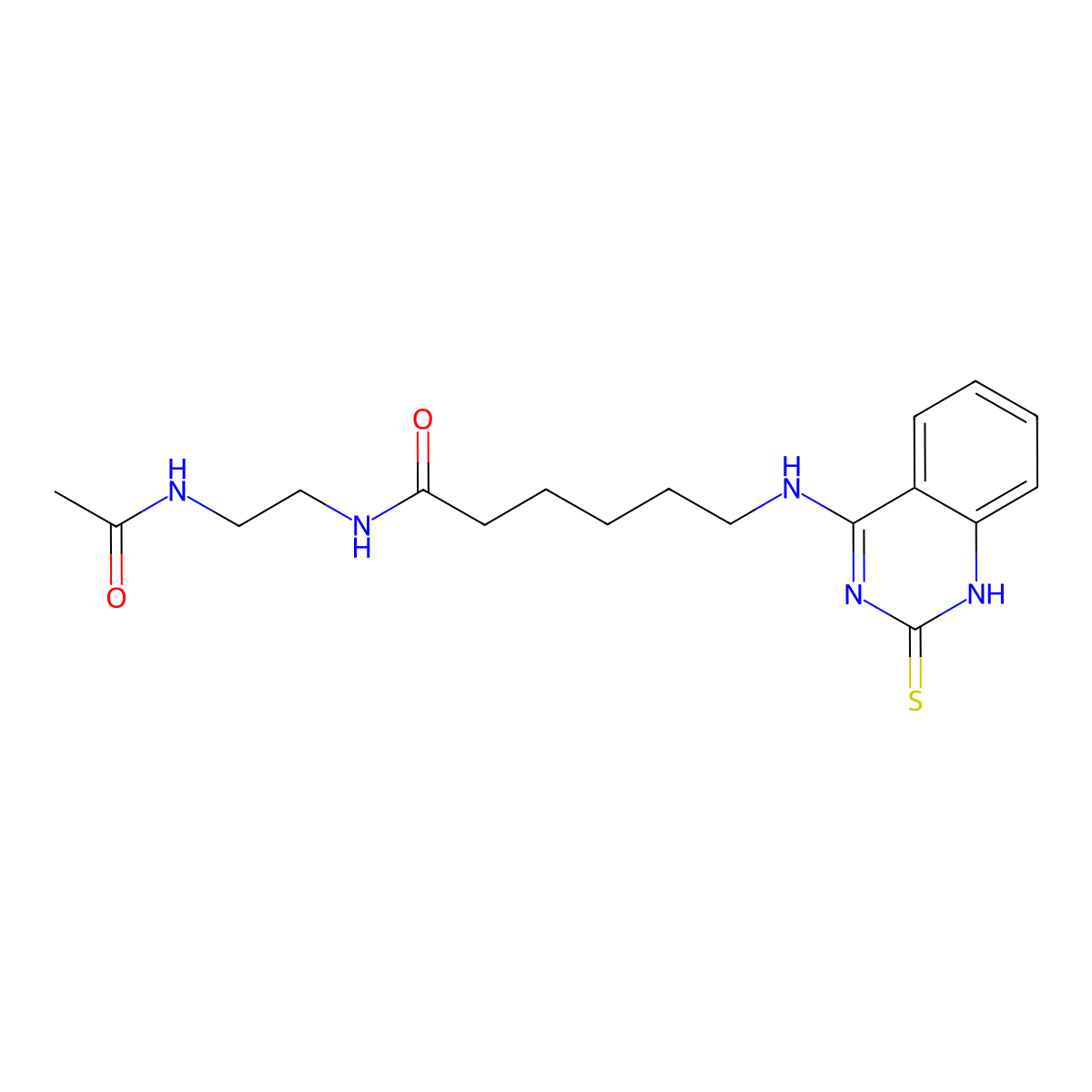N-(2-acetamidoethyl)-6-[(2-sulfanylidene-1H-quinazolin-4-yl)amino]hexanamide molecular structure, CAS 689266-21-5