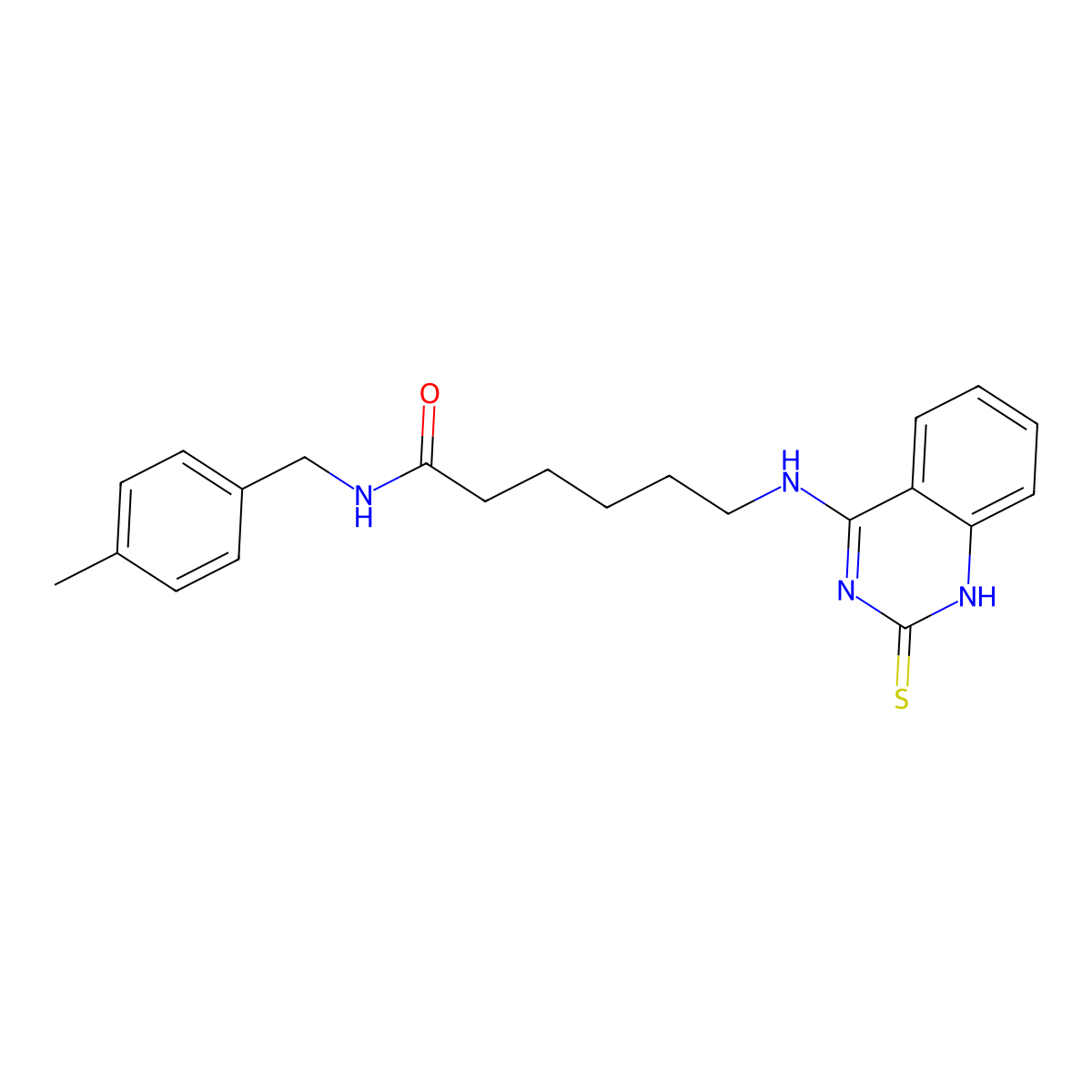 N-[(4-methylphenyl)methyl]-6-[(2-sulfanylidene-1H-quinazolin-4-yl)amino]hexanamide molecular structure, CAS 689266-29-3