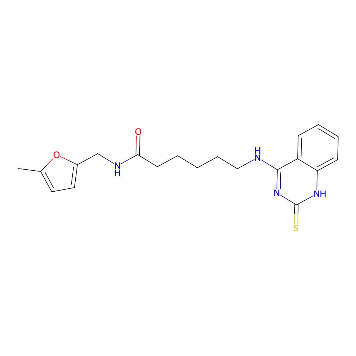 N-[(5-methylfuran-2-yl)methyl]-6-[(2-sulfanylidene-1H-quinazolin-4-yl)amino]hexanamide molecular structure, CAS 689266-44-2