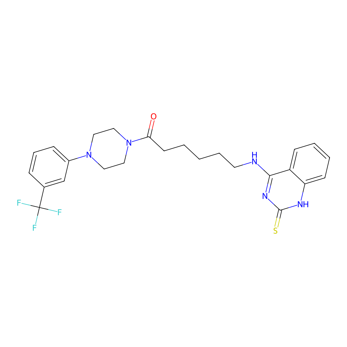 4-[(6-oxo-6-{4-[3-(trifluoromethyl)phenyl]piperazin-1-yl}hexyl)amino]quinazoline-2(1H)-thione molecular structure, CAS 689266-56-6
