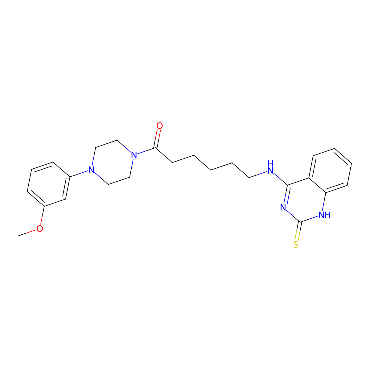 4-({6-[4-(3-methoxyphenyl)piperazin-1-yl]-6-oxohexyl}amino)quinazoline-2(1H)-thione molecular structure, CAS 689266-62-4