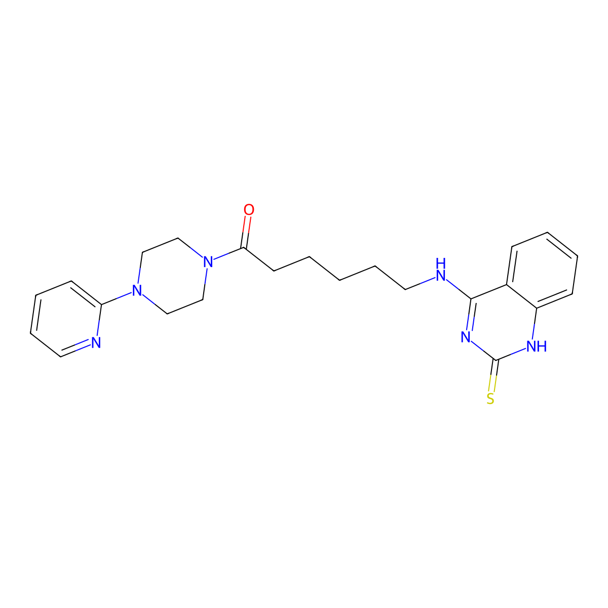 4-{[6-oxo-6-(4-pyridin-2-ylpiperazin-1-yl)hexyl]amino}quinazoline-2(1H)-thione molecular structure, CAS 689266-64-6