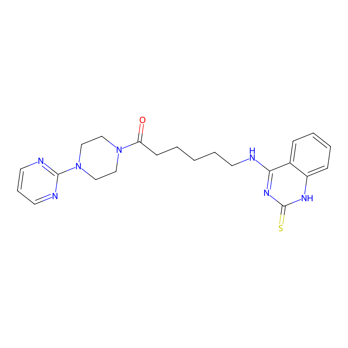 1-(4-(Pyrimidin-2-yl)piperazin-1-yl)-6-((2-thioxo-1,2-dihydroquinazolin-4-yl)amino)hexan-1-one molecular structure, CAS 689266-66-8