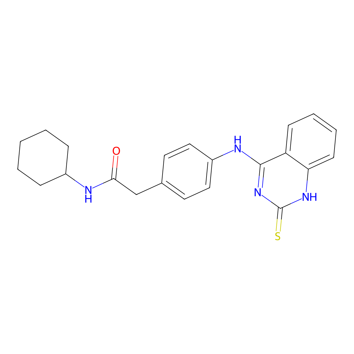 N-cyclohexyl-2-[4-[(2-sulfanylidene-1H-quinazolin-4-yl)amino]phenyl]acetamide molecular structure, CAS 689267-16-1