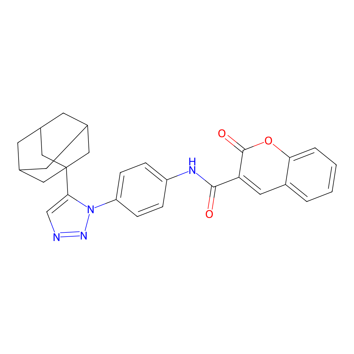 N-[4-[5-(1-adamantyl)triazol-1-yl]phenyl]-2-oxochromene-3-carboxamide molecular structure, CAS 689268-08-4