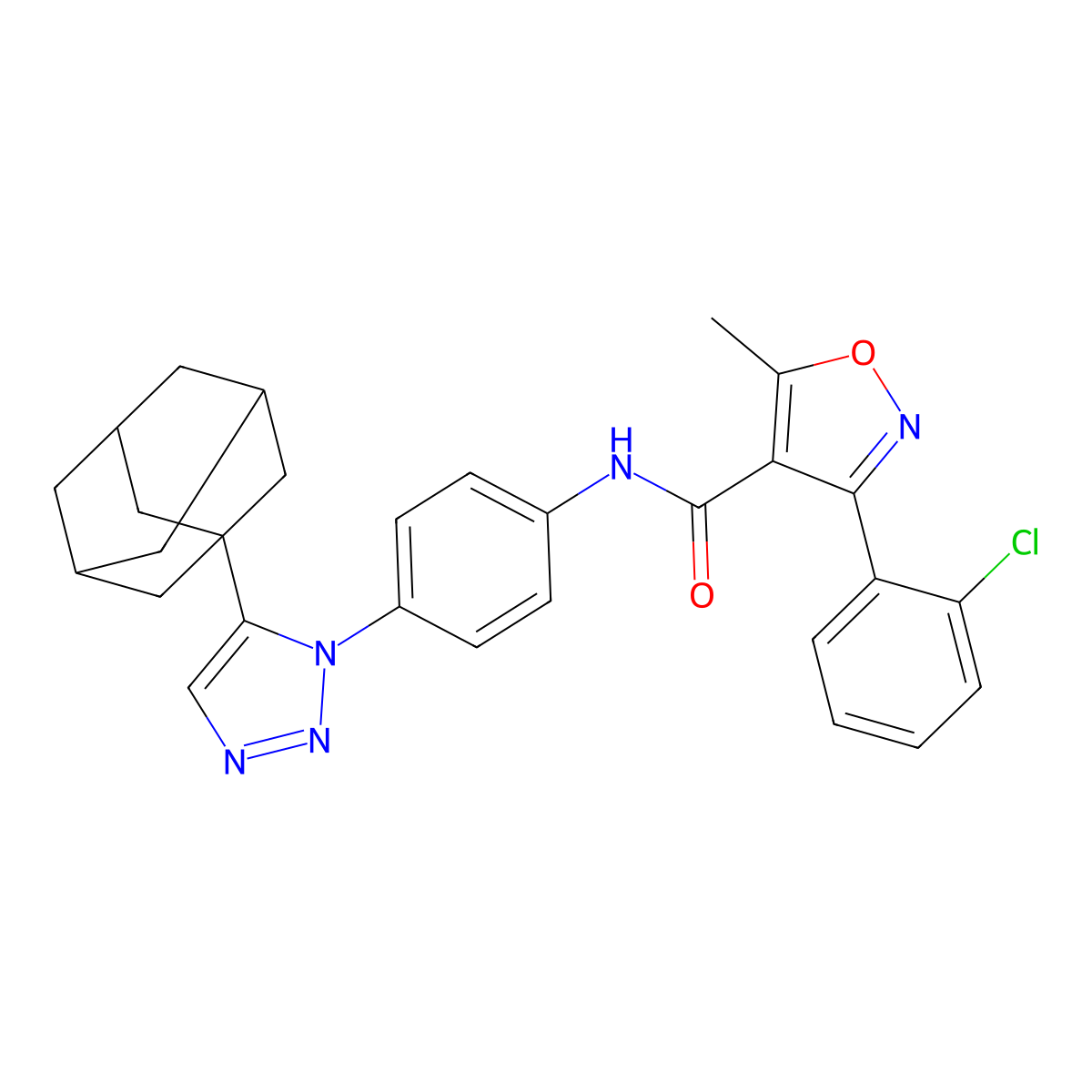 N-[4-[5-(1-adamantyl)triazol-1-yl]phenyl]-3-(2-chlorophenyl)-5-methyl-1,2-oxazole-4-carboxamide molecular structure, CAS 689268-09-5