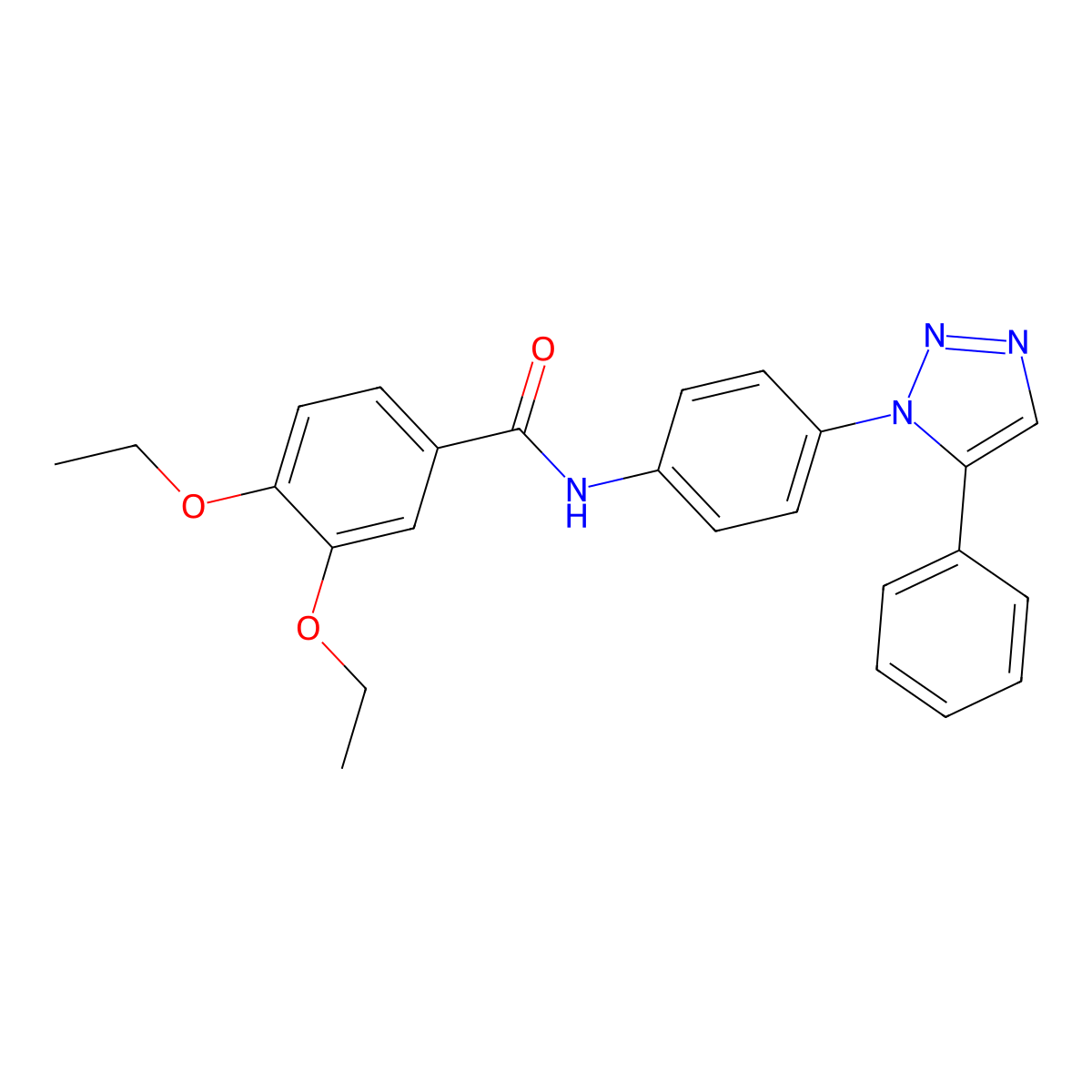 3,4-diethoxy-N-[4-(5-phenyltriazol-1-yl)phenyl]benzamide molecular structure, CAS 689268-22-2
